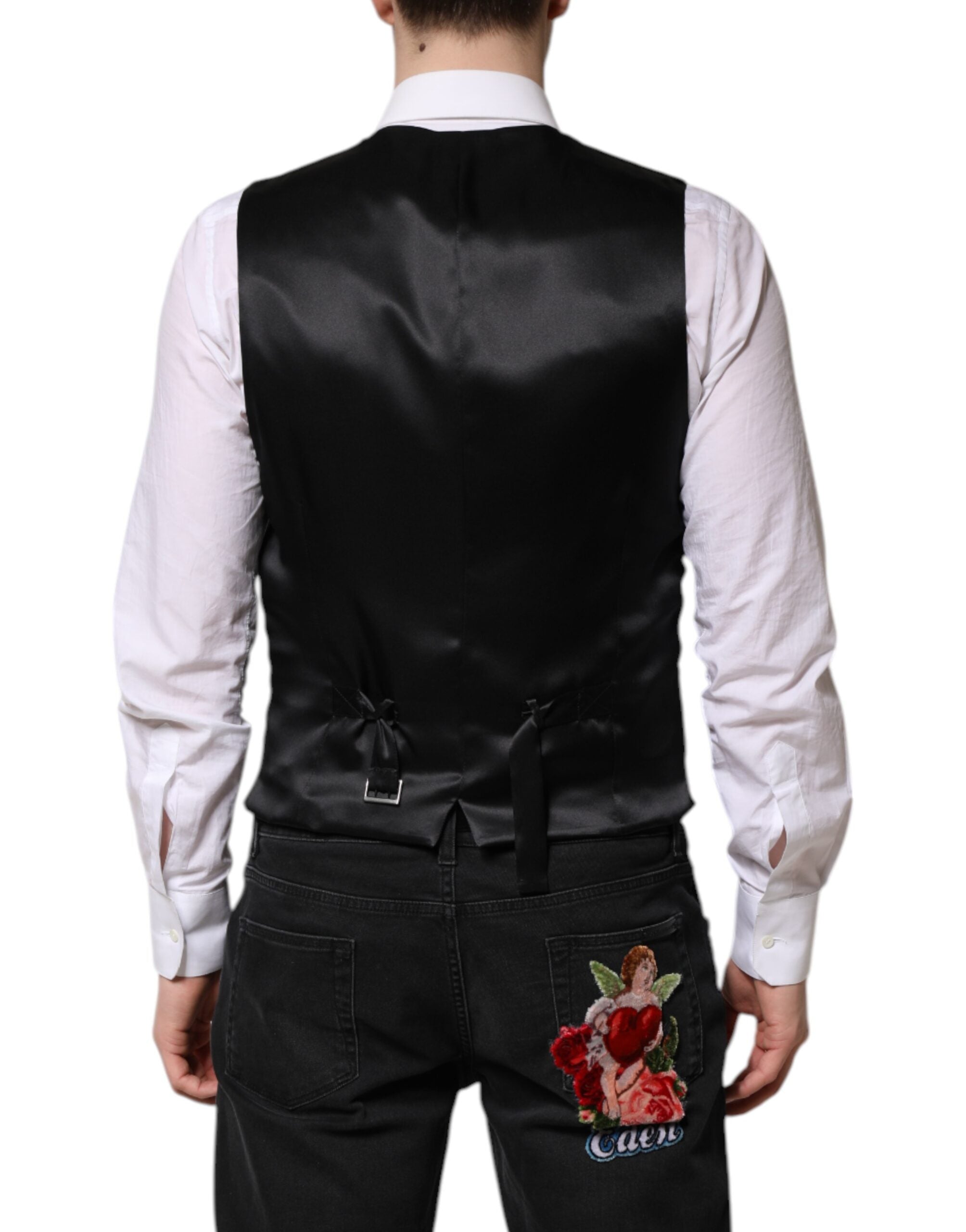 Dolce & Gabbana Red Floral Brocade Formal Men Waistcoat Men's Vest