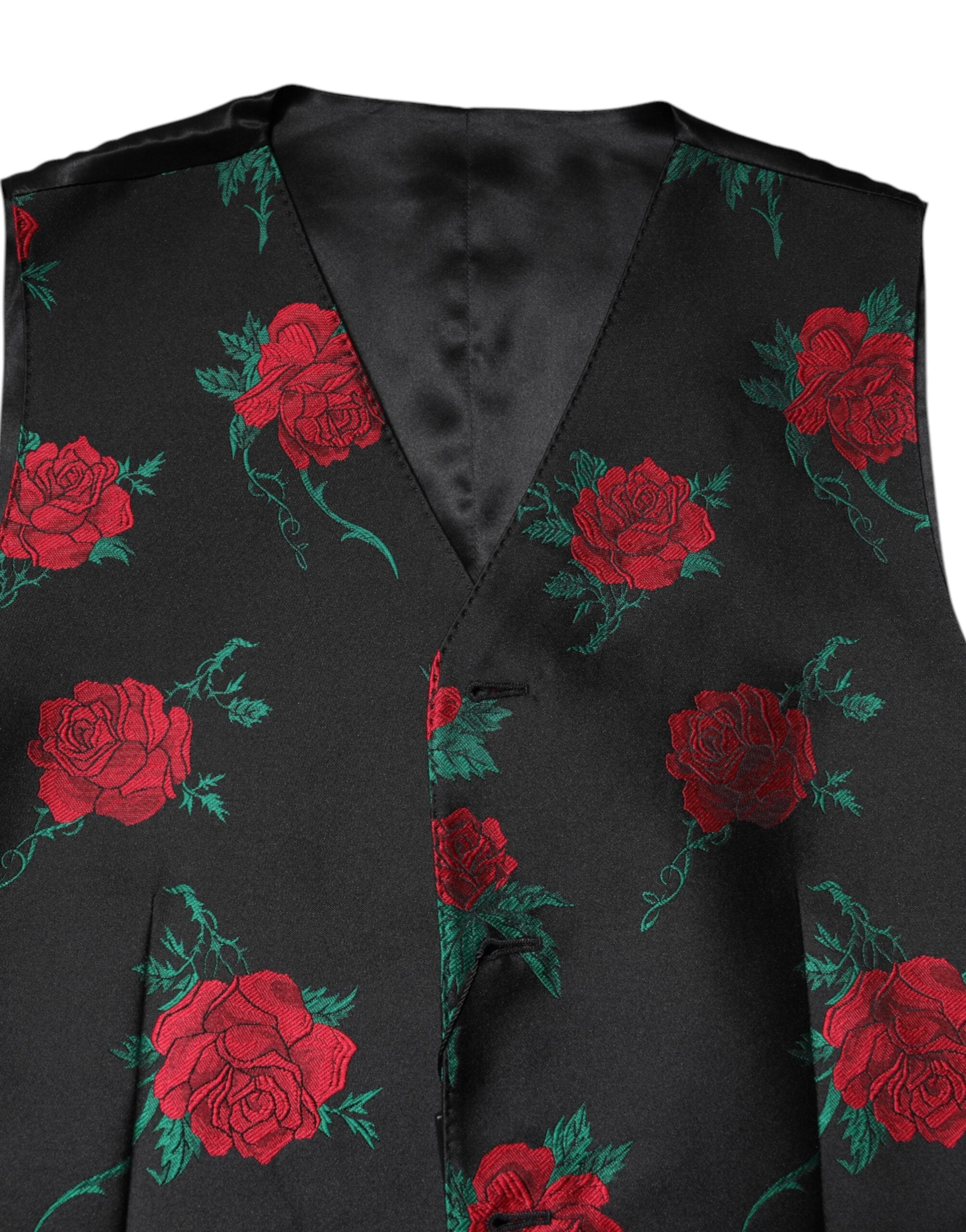 Dolce & Gabbana Red Floral Brocade Formal Men Waistcoat Men's Vest