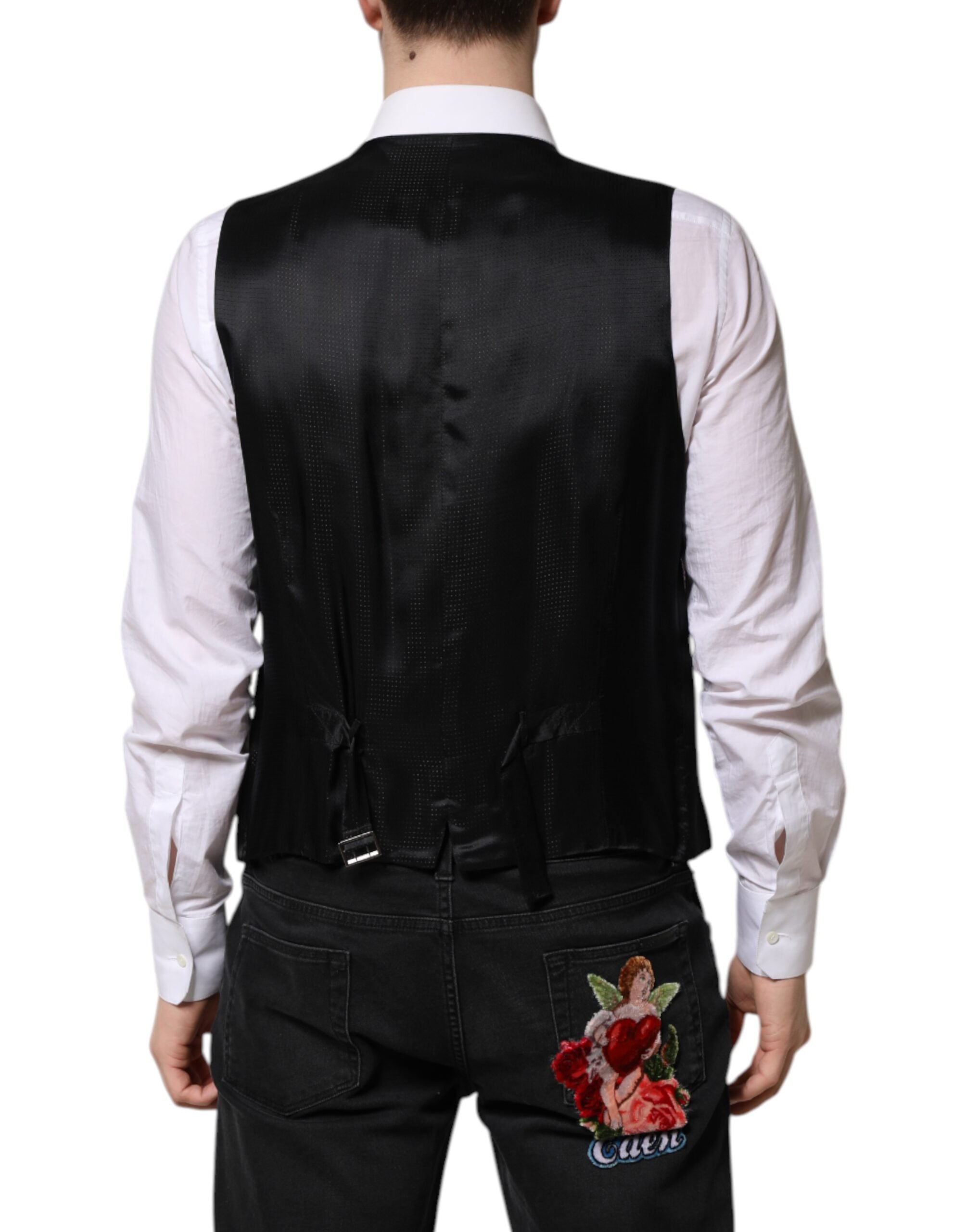 Dolce & Gabbana Purple Sequined Dress Formal Waistcoat Men's Vest