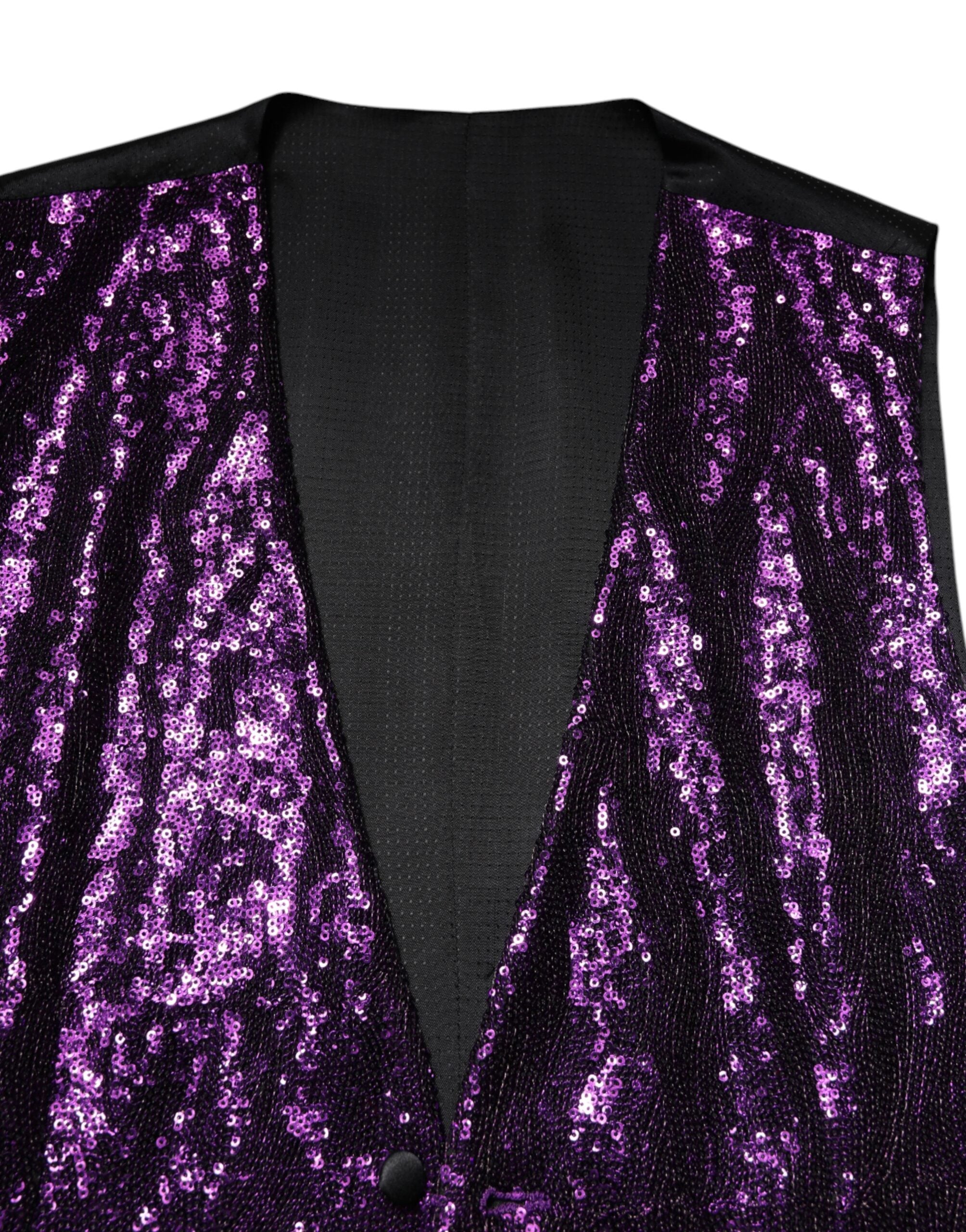 Dolce & Gabbana Purple Sequined Dress Formal Waistcoat Men's Vest