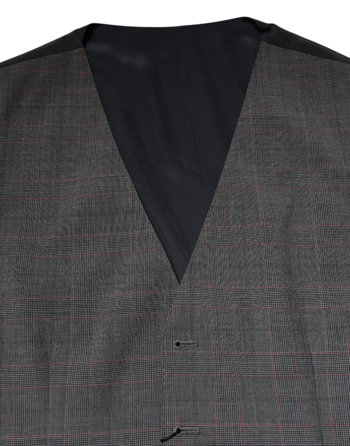 Dolce & Gabbana Gray Plaid Wool Formal Dress Waistcoat Men's Vest