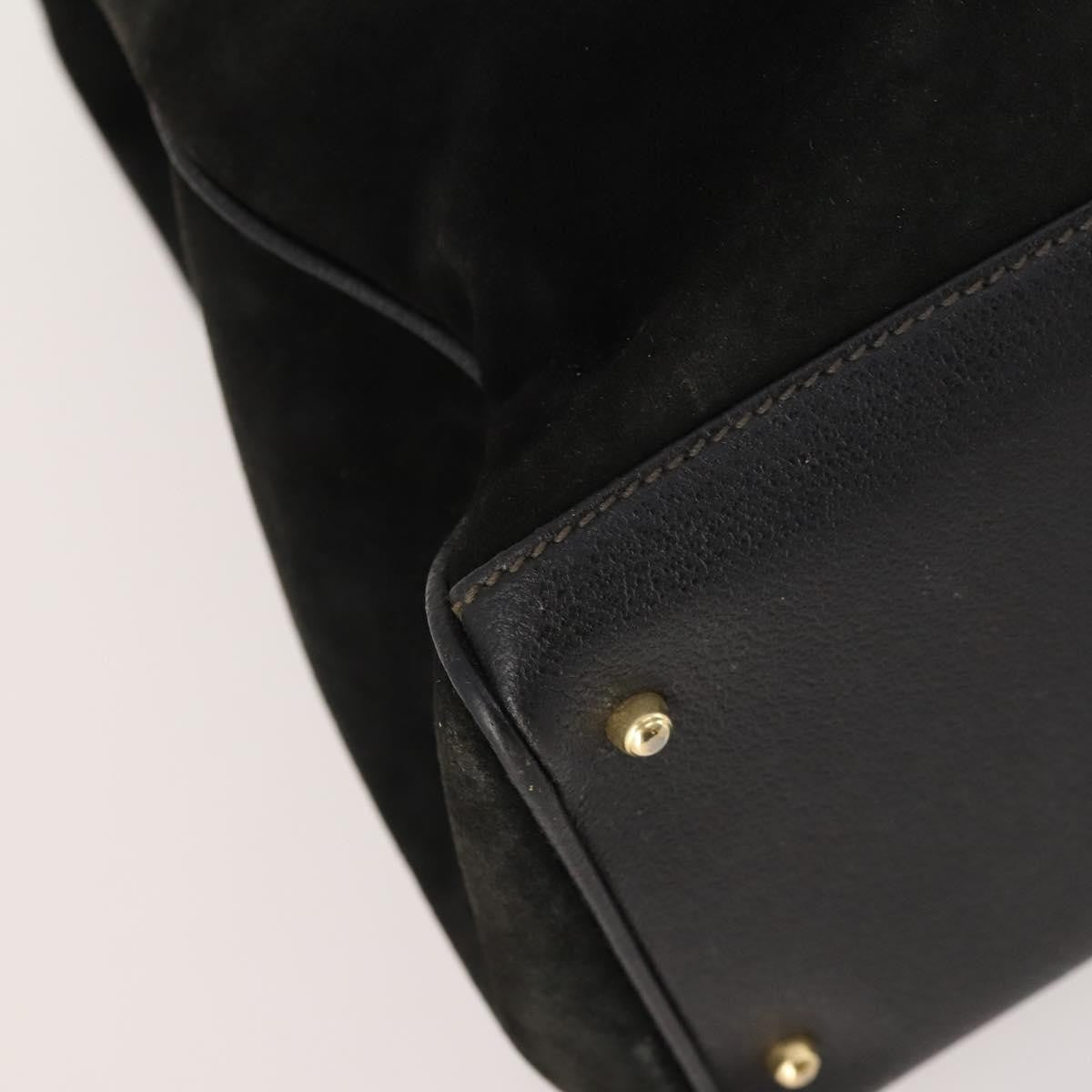 Gucci Vintage Diana Bamboo Top Handle Leather Black Suede Tote Bag Bag (Pre-Owned)