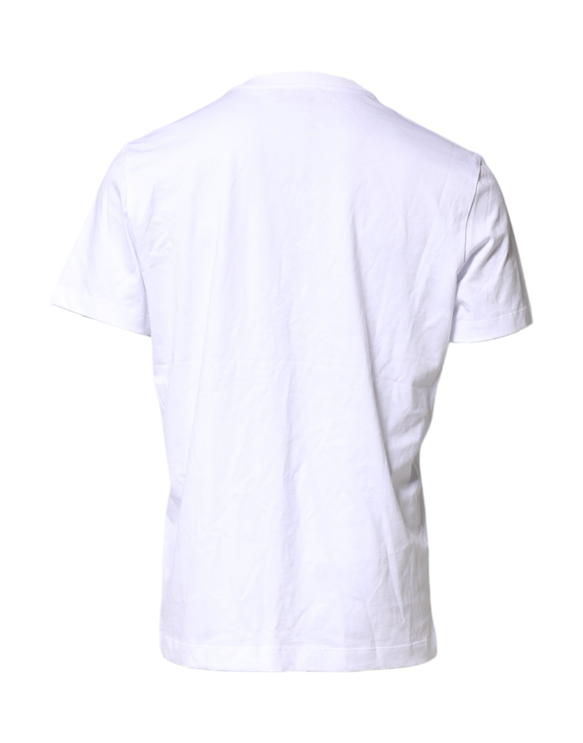 Dolce & Gabbana White Logo Embroidery Crew Neck Men's T-shirt (Pre-Owned)