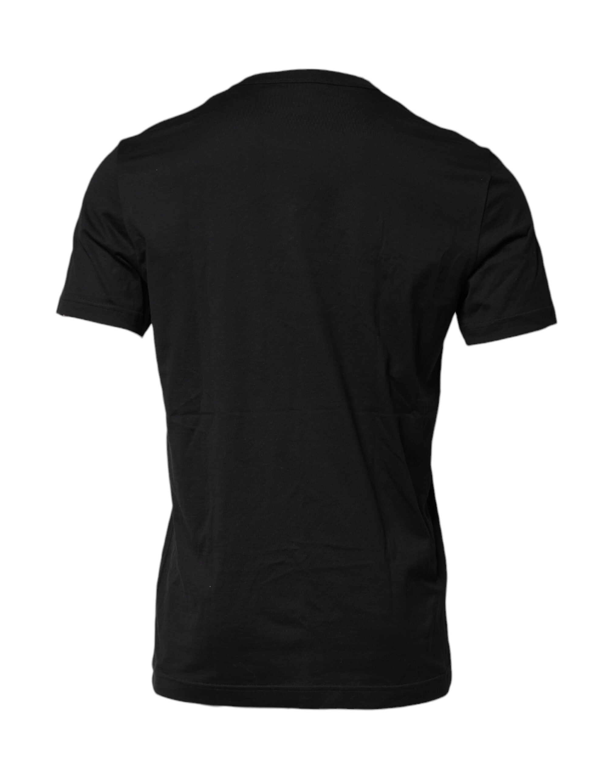 Dolce & Gabbana Black Cotton Embroidered Crew Neck Men's T-shirt (Pre-Owned)