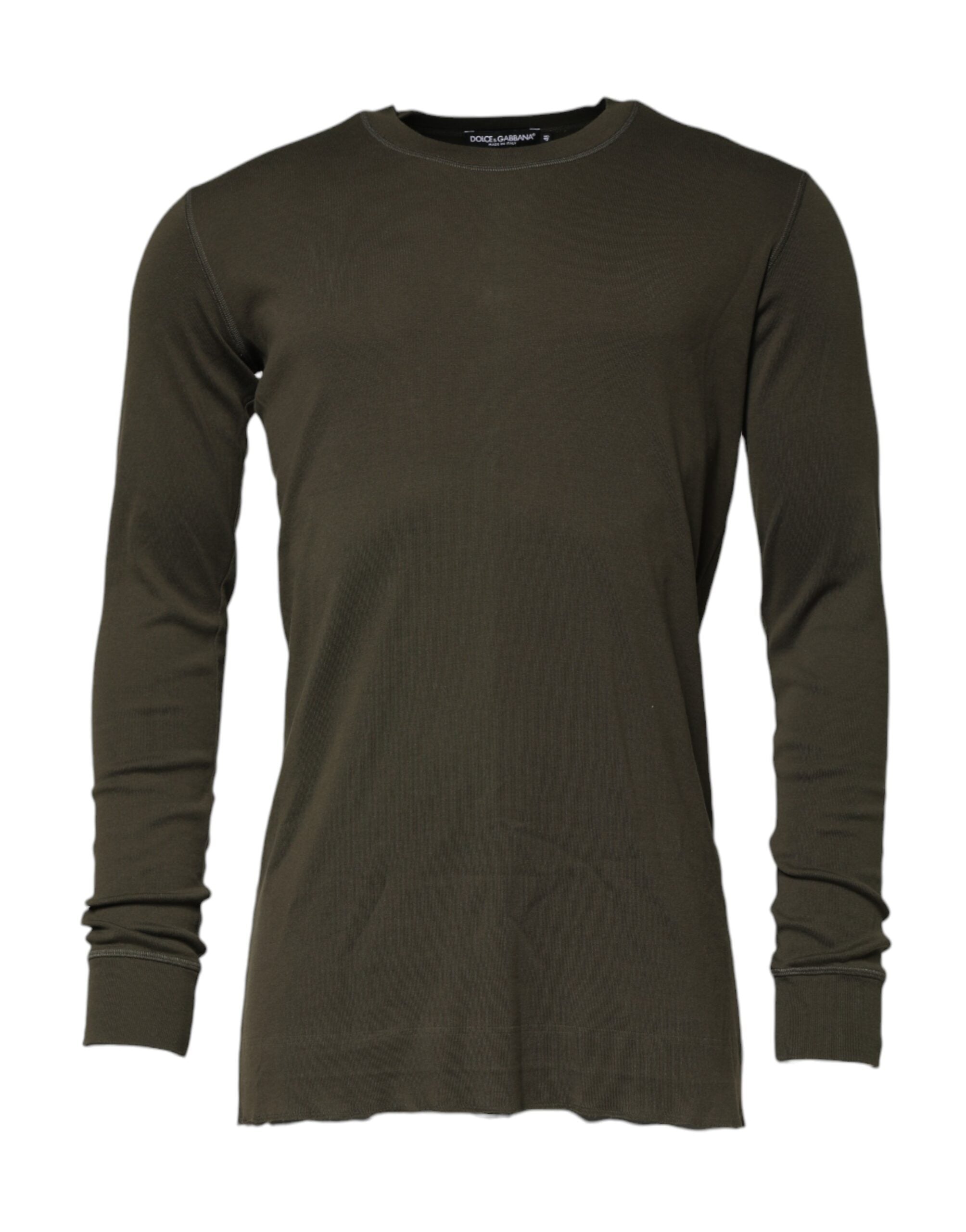 Dolce & Gabbana Dark Green Long Sleeves Crew Neck Men's T-shirt