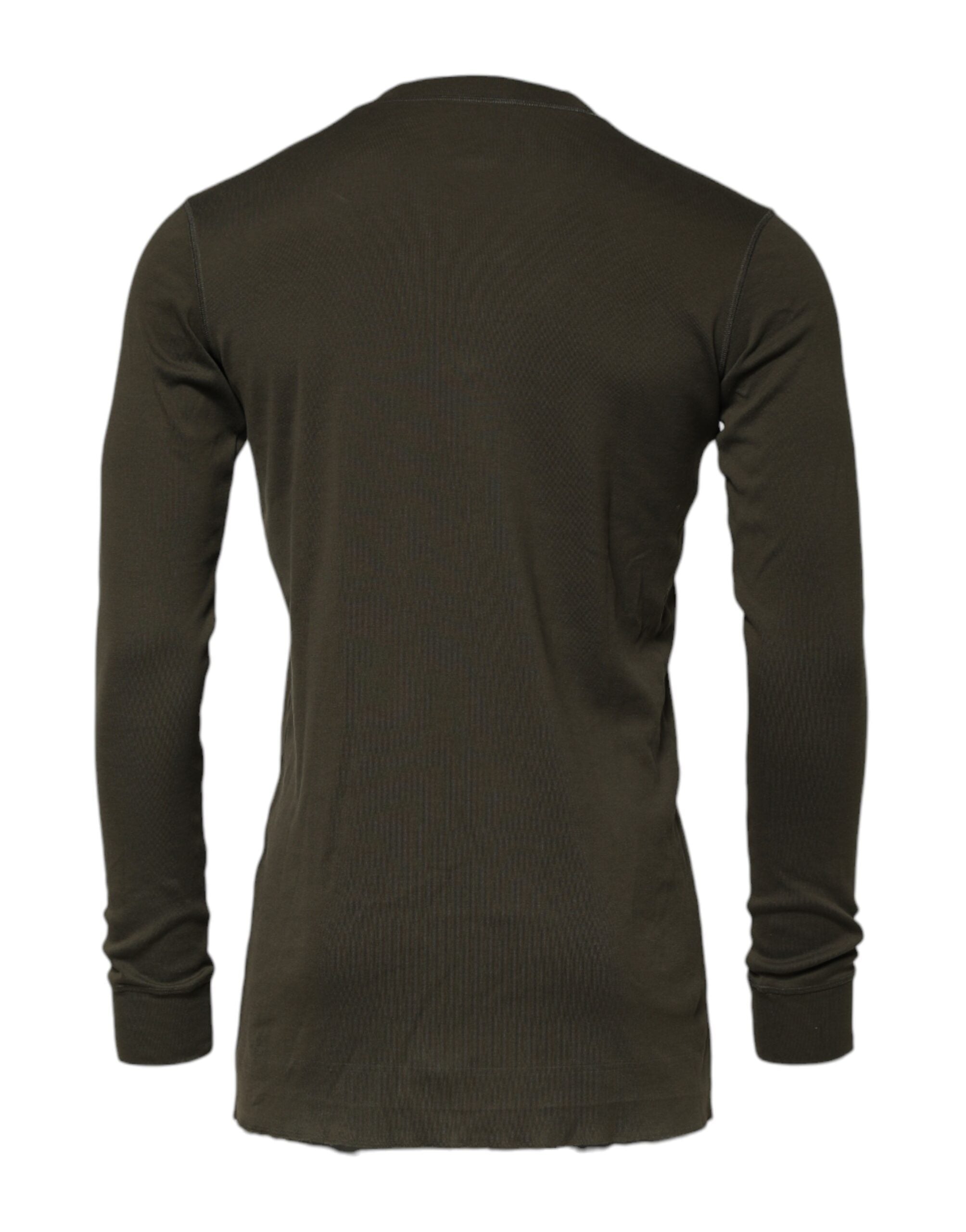 Dolce & Gabbana Dark Green Long Sleeves Crew Neck Men's T-shirt