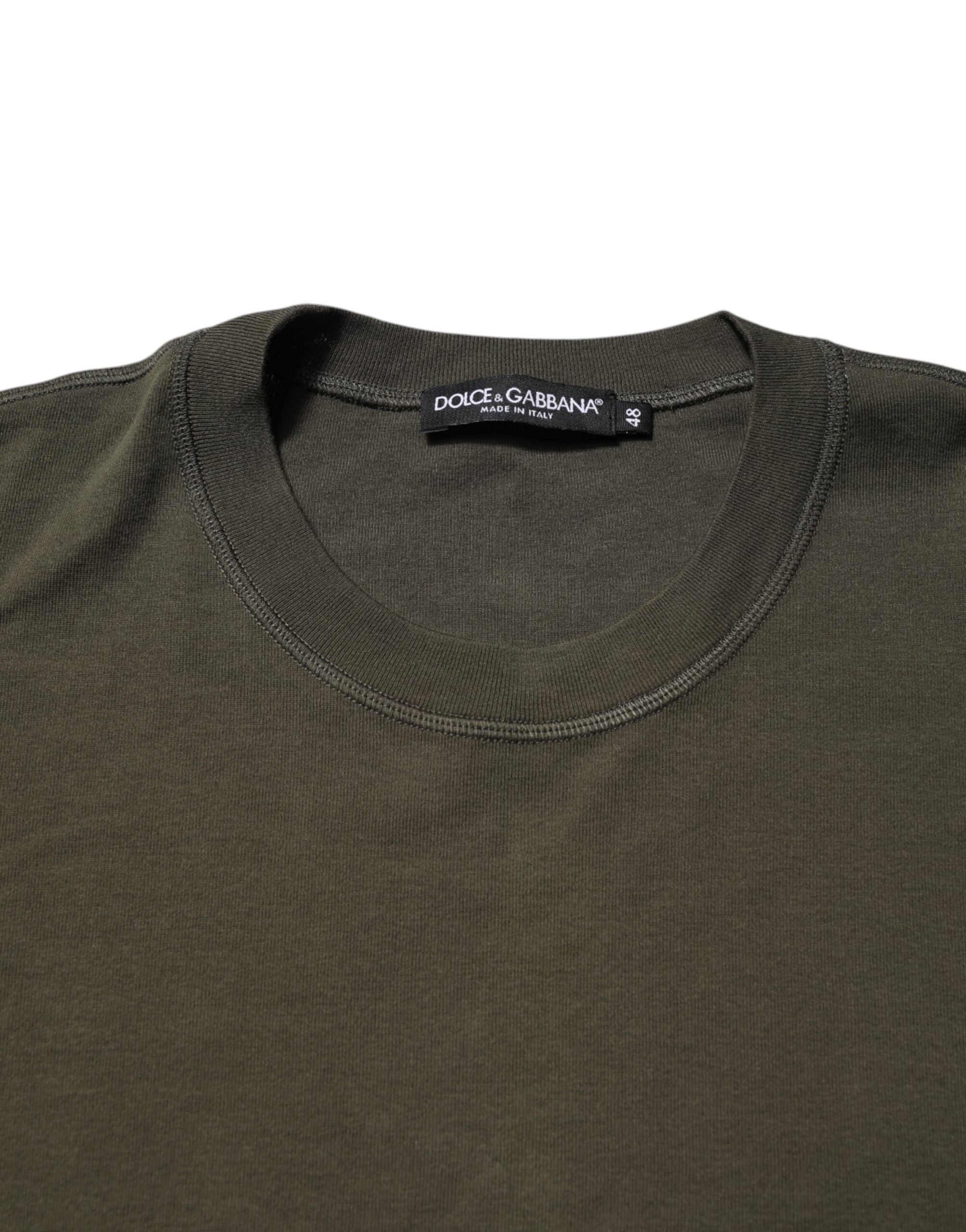 Dolce & Gabbana Dark Green Long Sleeves Crew Neck Men's T-shirt
