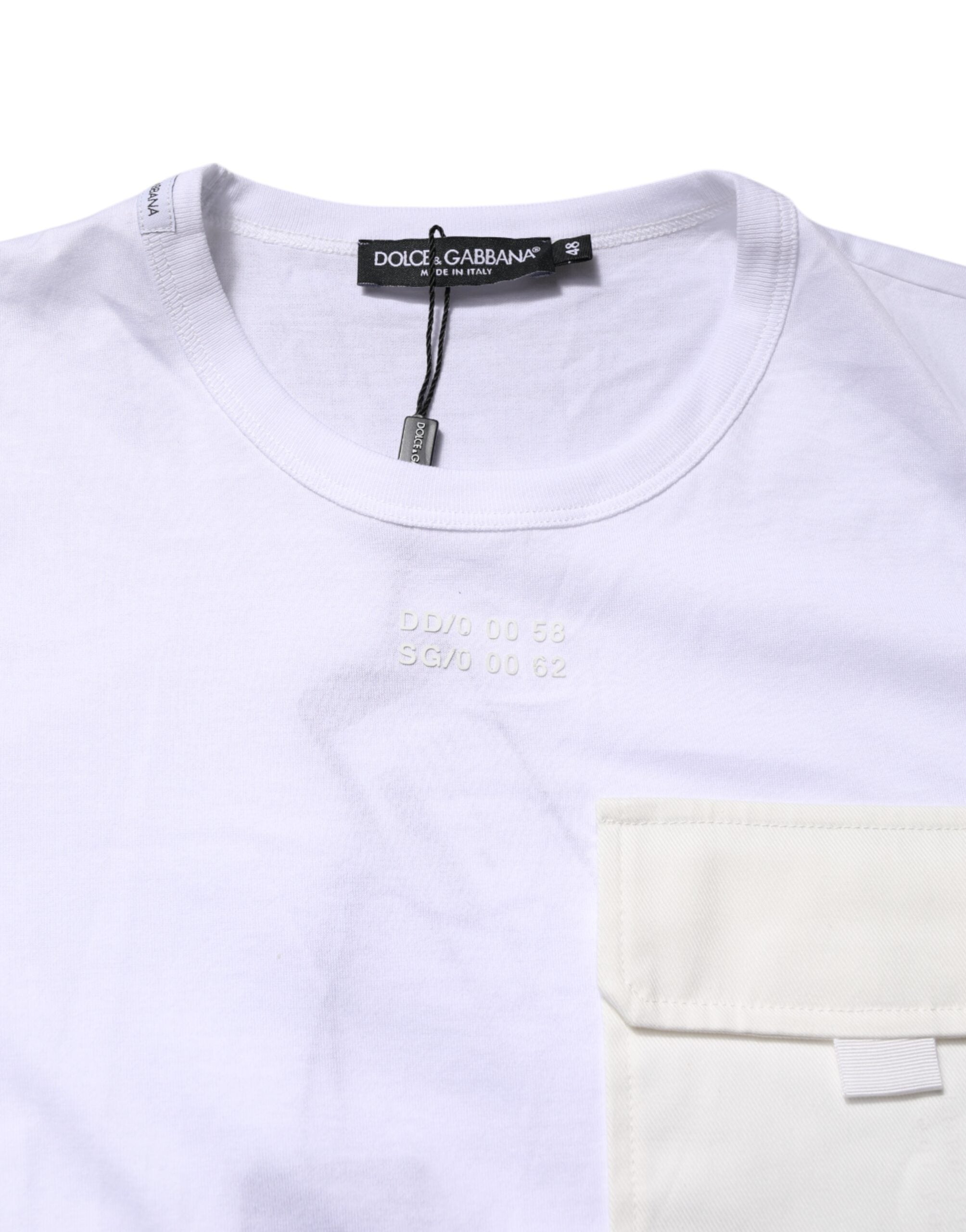 Dolce & Gabbana White Cotton Pocket Short Sleeves Men's T-shirt