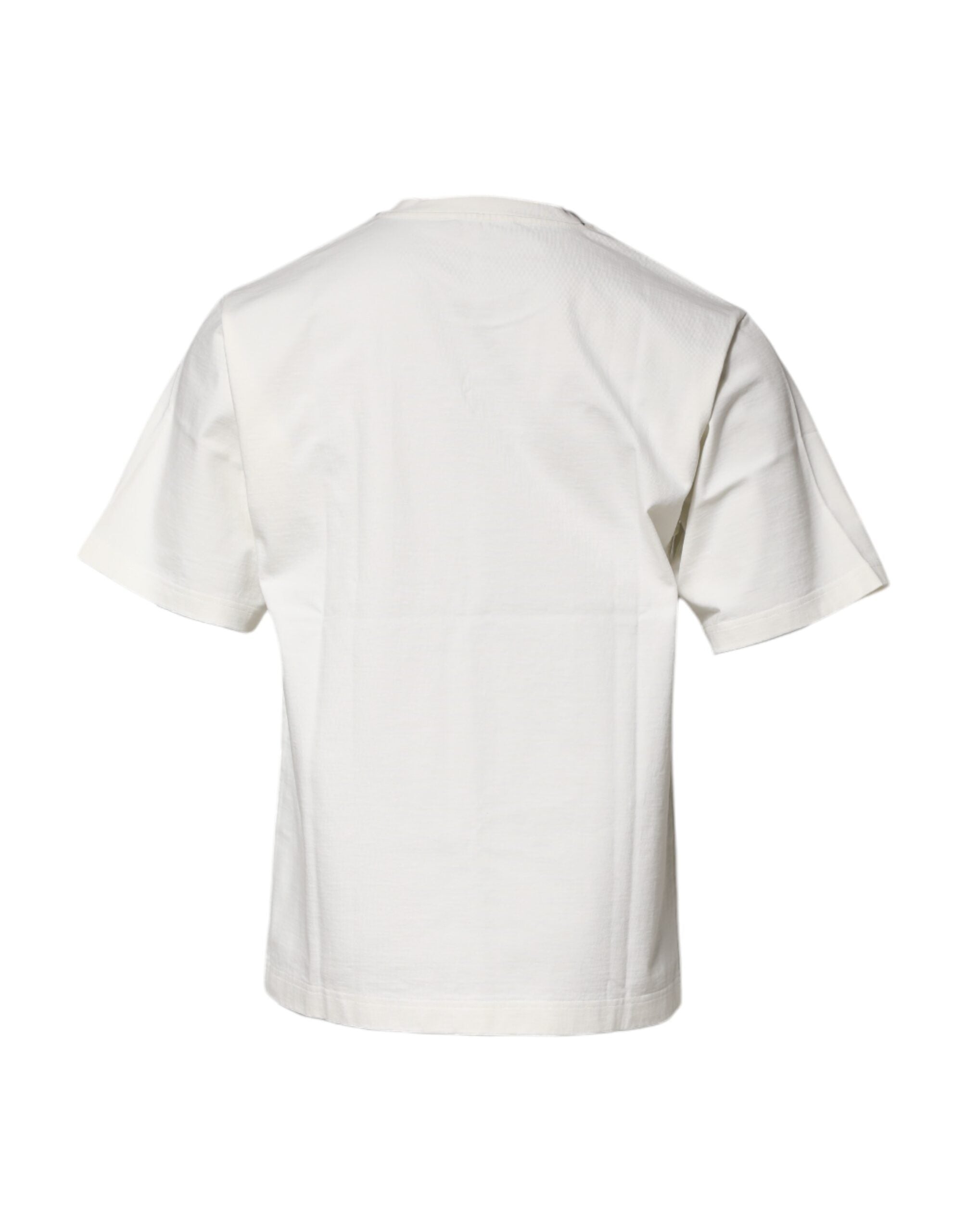 Dolce & Gabbana White Cotton DG Logo Print Round Neck Men's T-shirt (Pre-Owned)