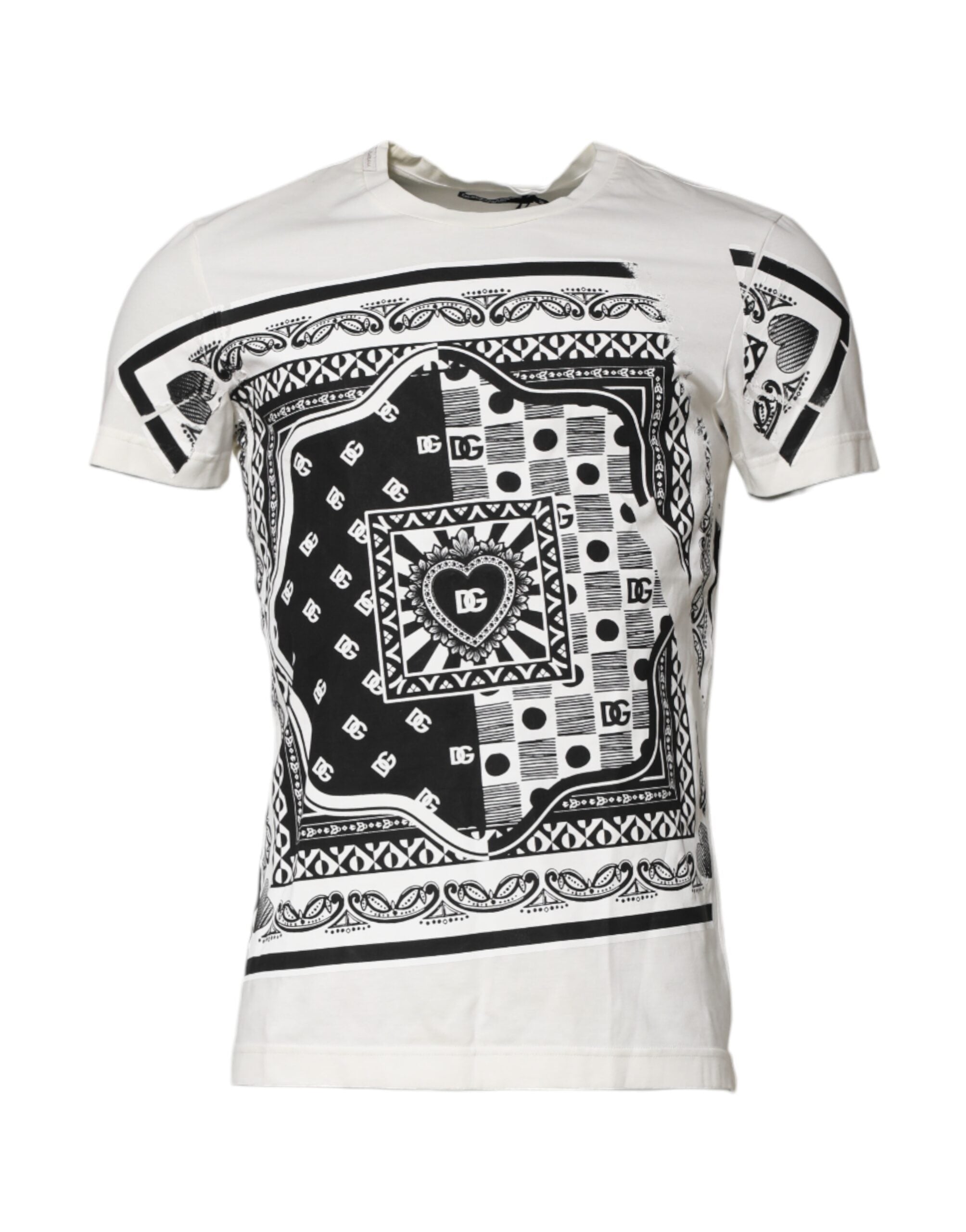Dolce & Gabbana White Cotton Logo Bandana Print Men's T-shirt (Pre-Owned)