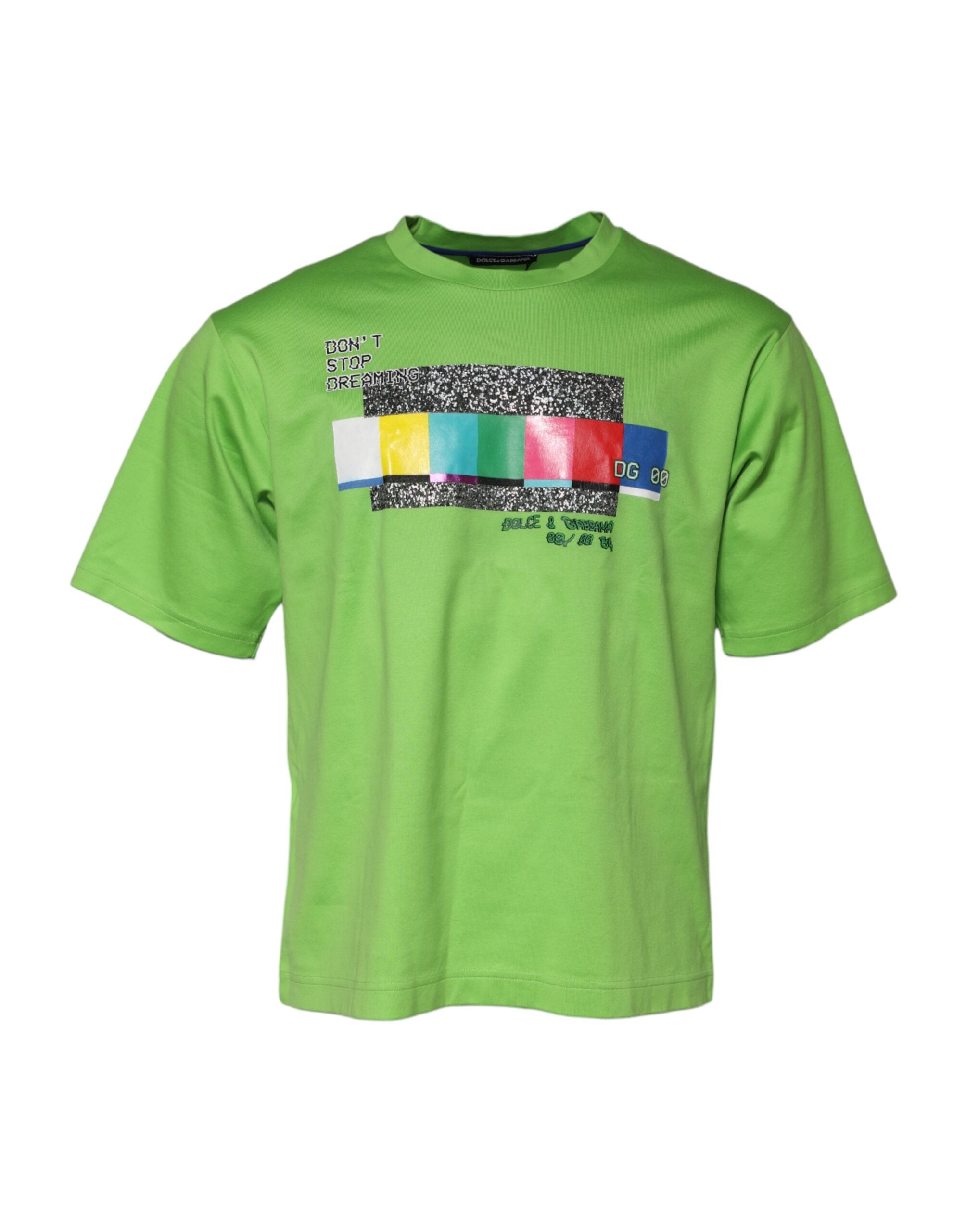 Dolce & Gabbana Green Graphic Printed Round Neck Men's T-shirt