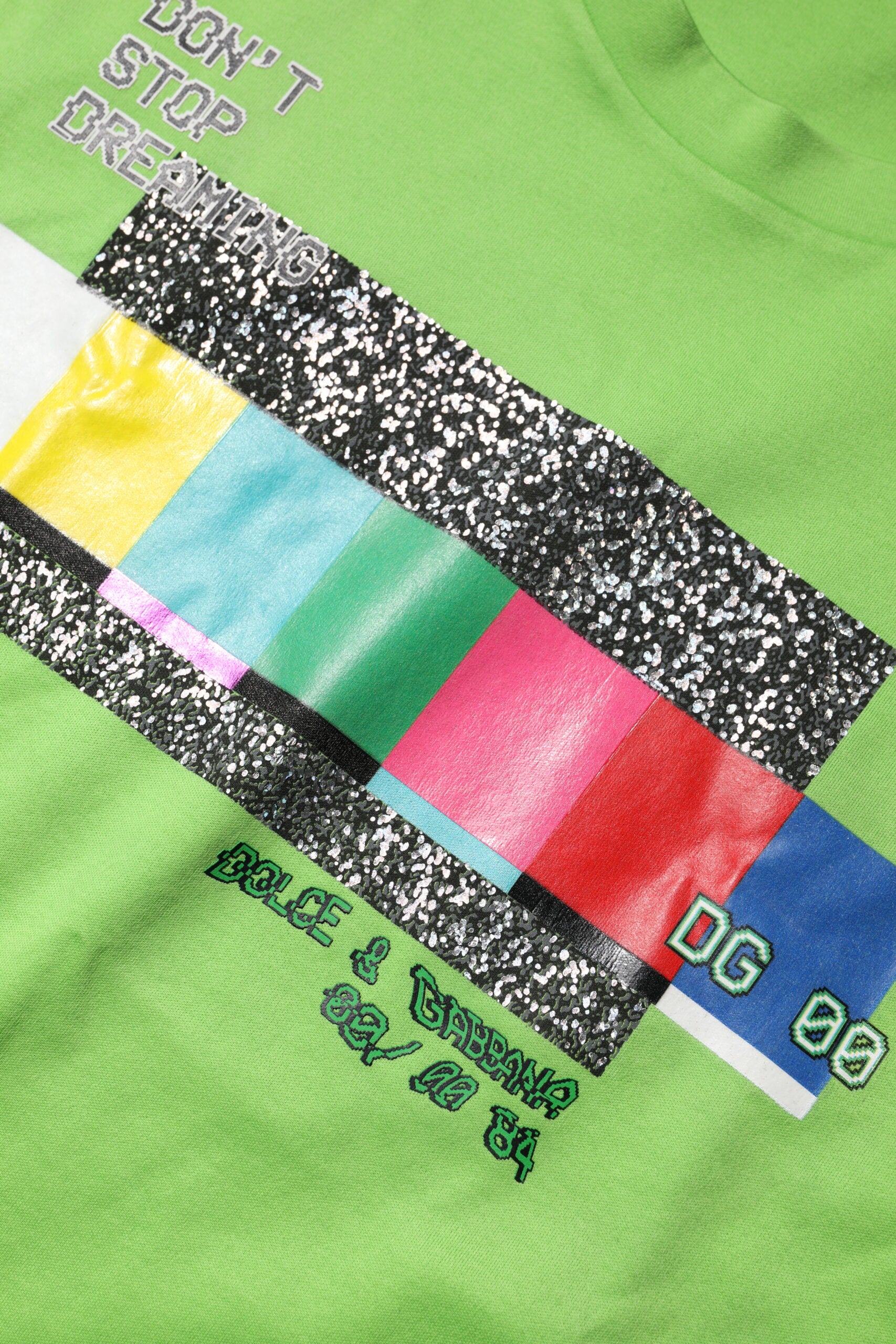 Dolce & Gabbana Green Graphic Printed Round Neck Men's T-shirt