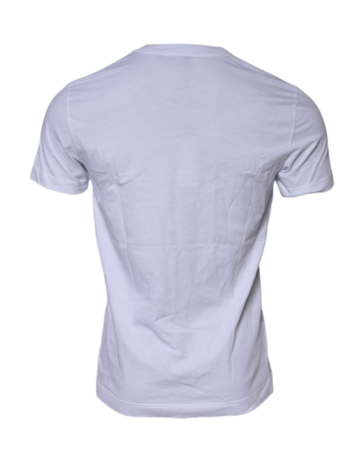 Dolce & Gabbana White Cotton Logo Patch Crew Neck Men's T-shirt (Pre-Owned)
