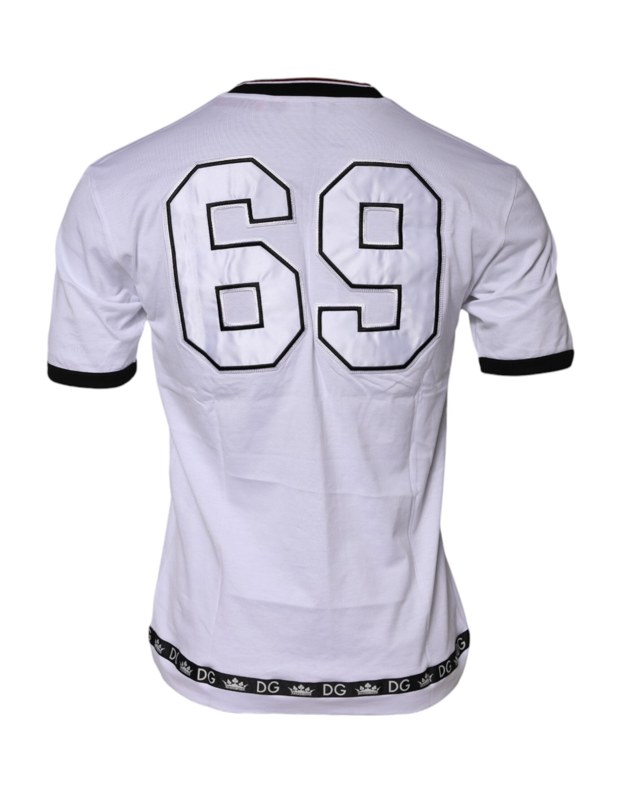 Dolce & Gabbana White Cotton Crown King Embroidery Men's T-shirt