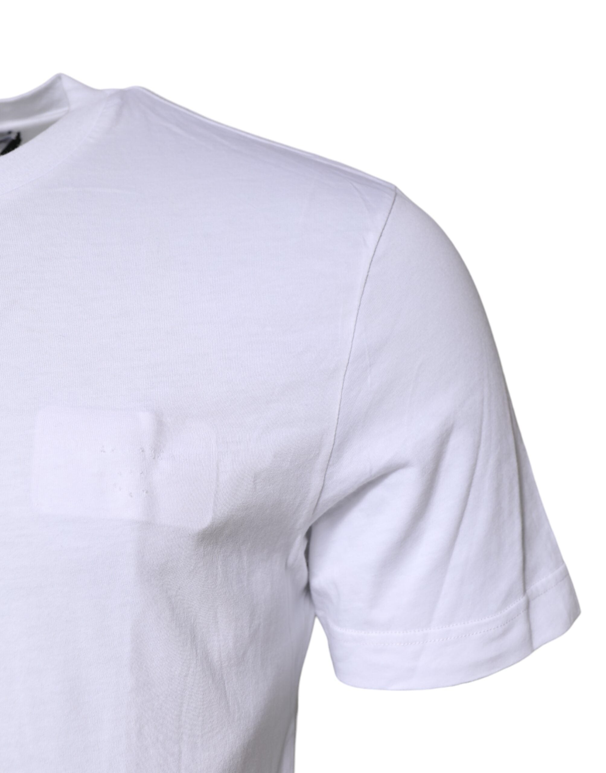 Dolce & Gabbana White Cotton Crew Neck Short Sleeves Men's T-shirt (Pre-Owned)
