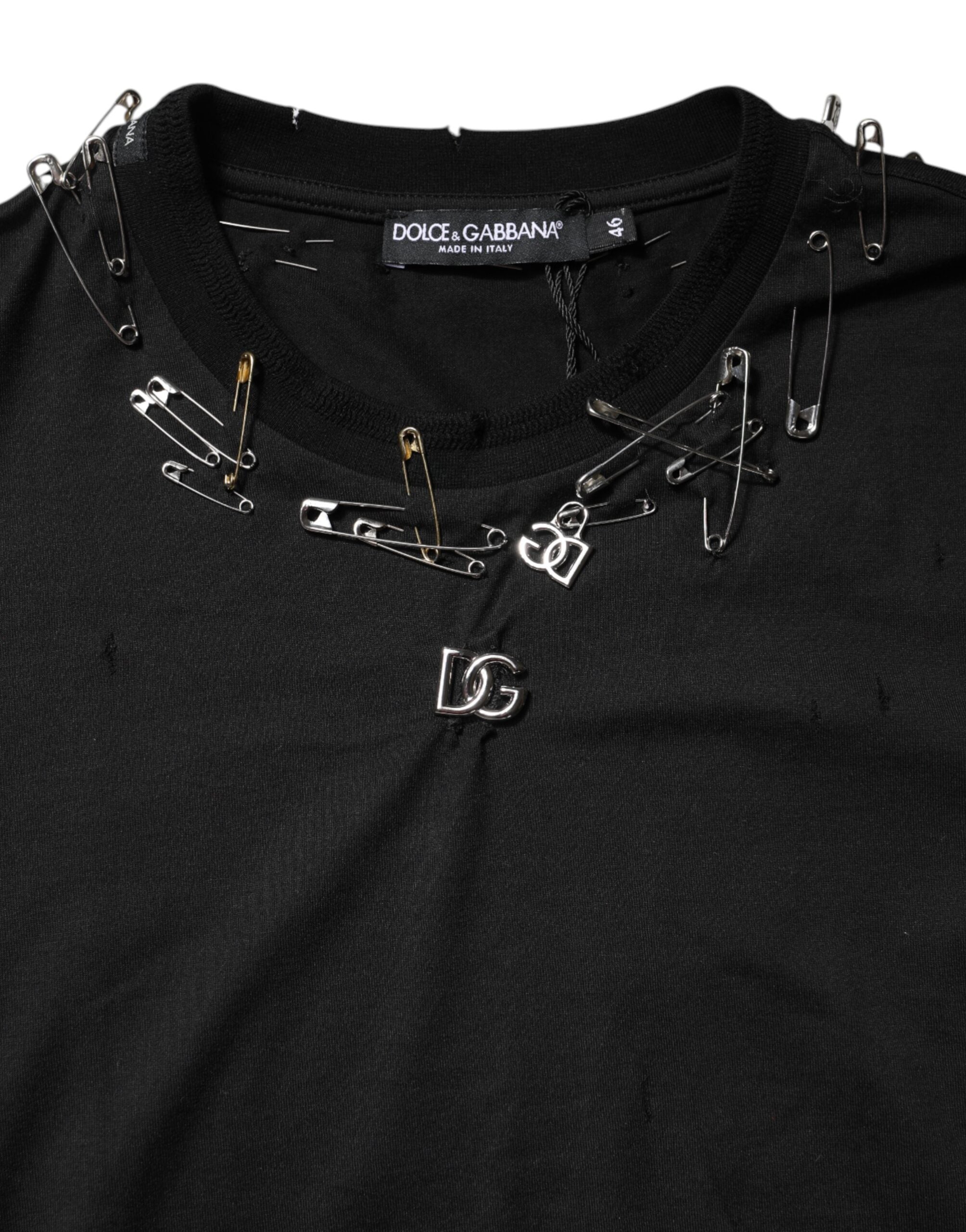 Dolce & Gabbana Black Logo Embellish Short Sleeves Men's T-shirt (Pre-Owned)