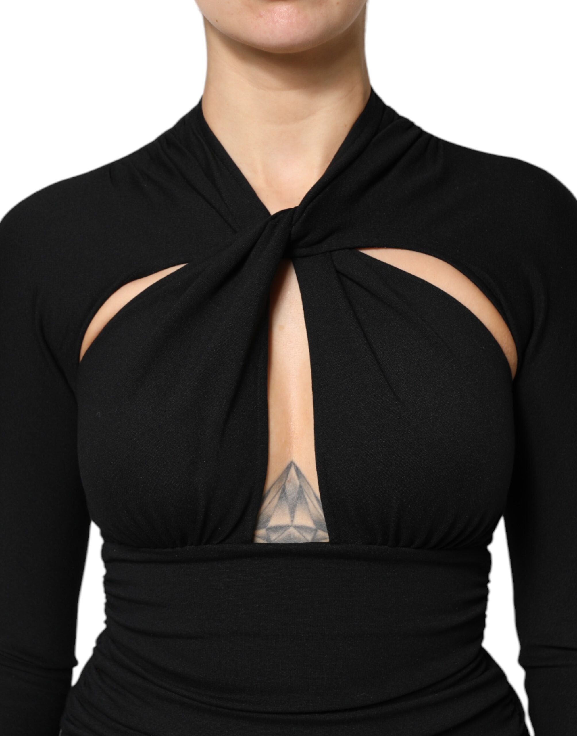 Dolce & Gabbana Black Long Sleeves Sheath Midi Women's Dress
