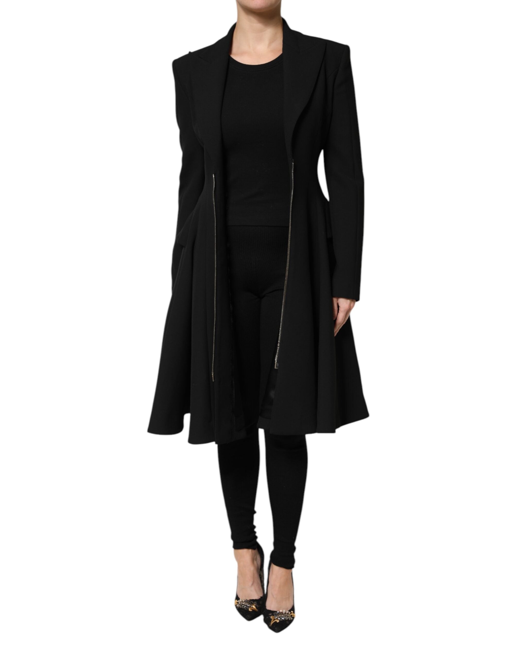 Les Hommes Black Polyester Single Breasted Trench Coat Women's Jacket (Pre-Owned)