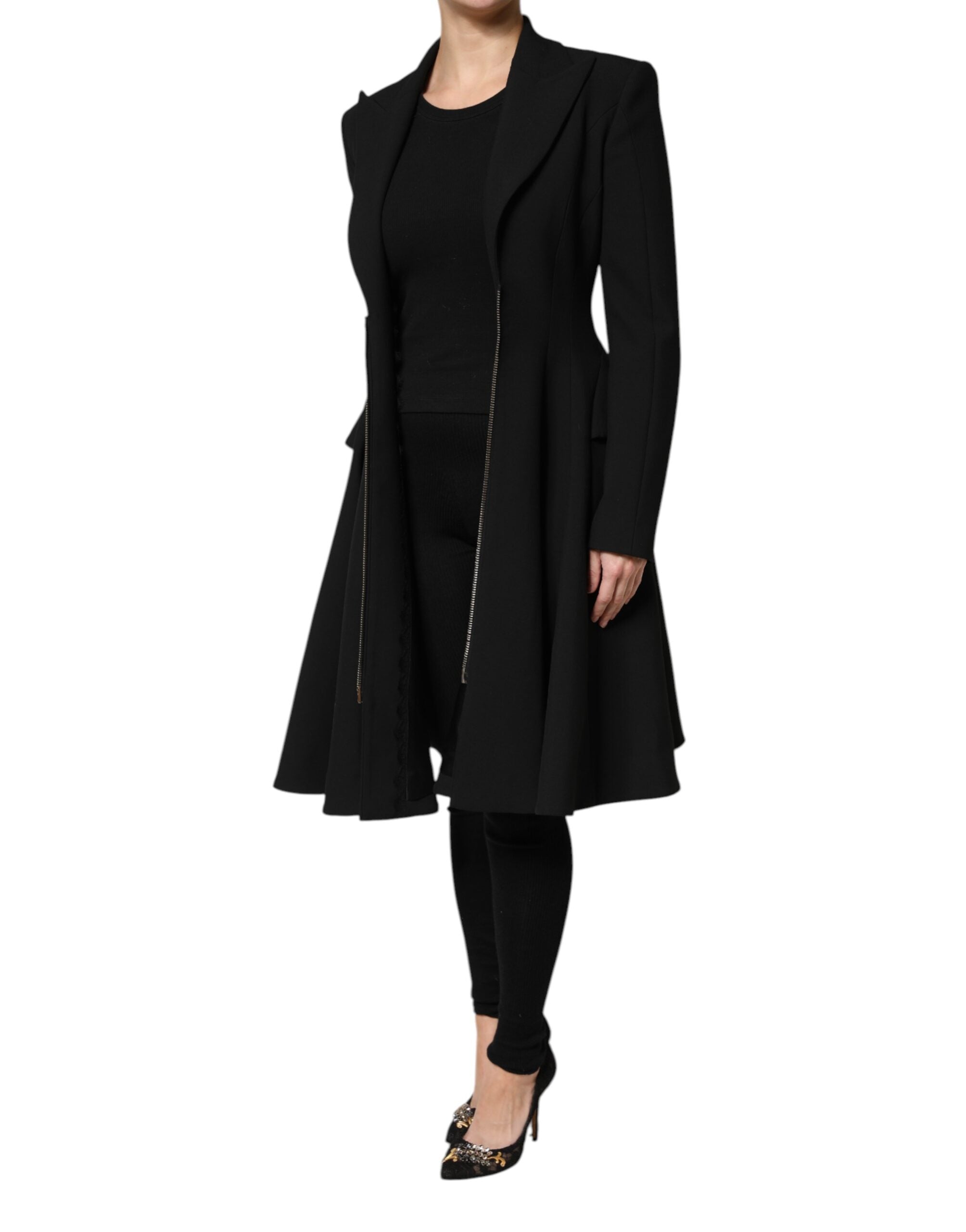 Les Hommes Black Polyester Single Breasted Trench Coat Women's Jacket (Pre-Owned)