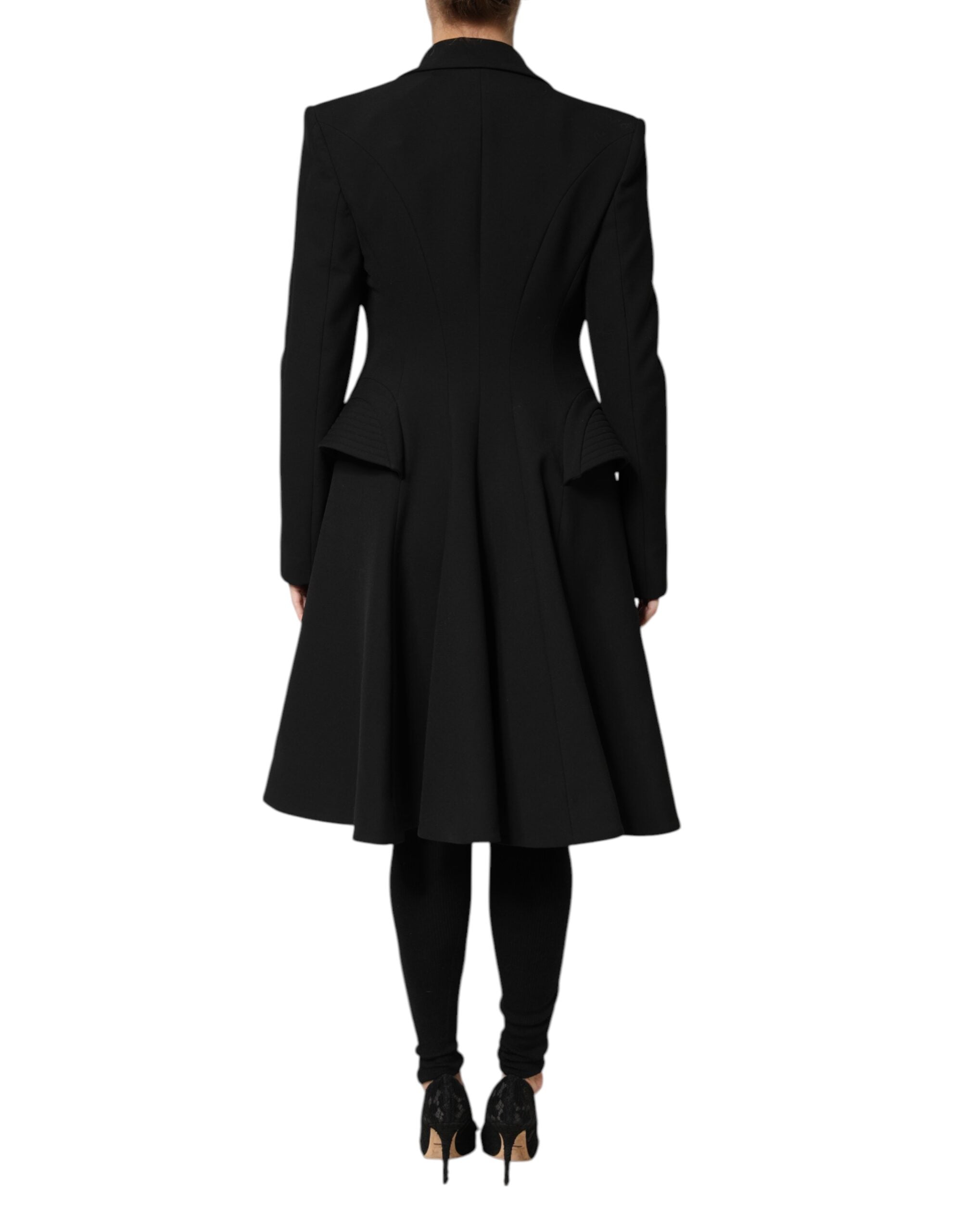 Les Hommes Black Polyester Single Breasted Trench Coat Women's Jacket (Pre-Owned)