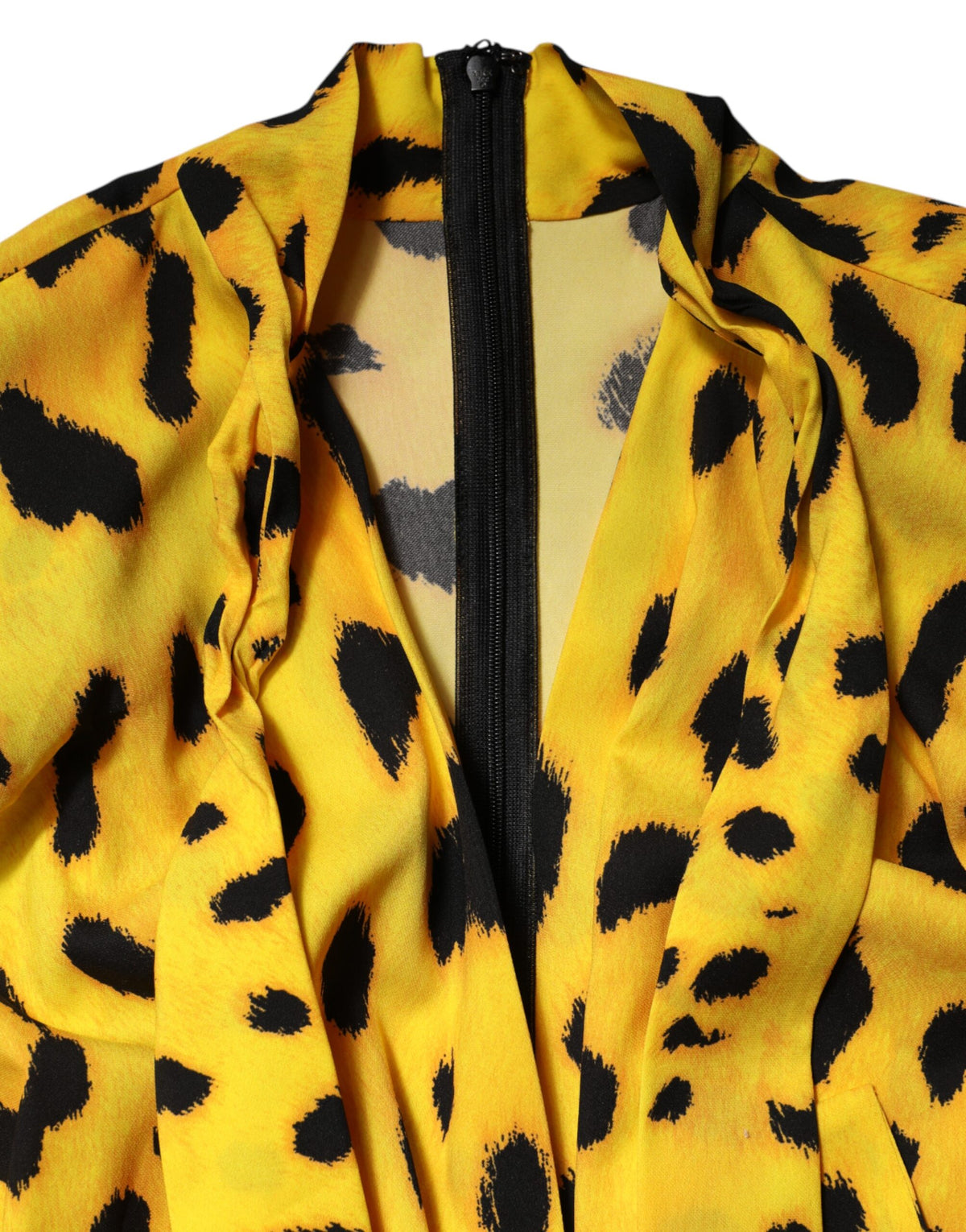 Dolce & Gabbana Yellow Leopard Long Sleeves Jumpsuit Women's Dress