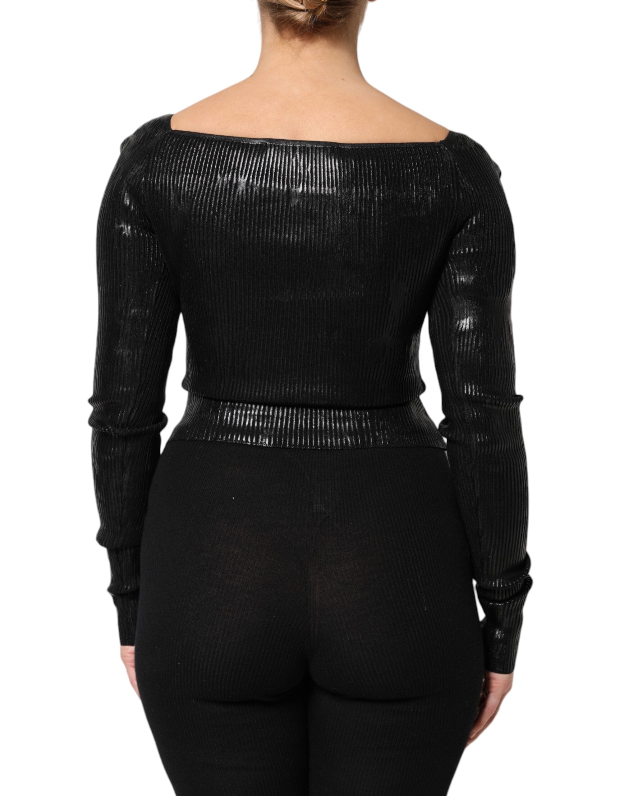 Dolce & Gabbana Black Viscose Long Sleeves Fitted Blouse Women's Top