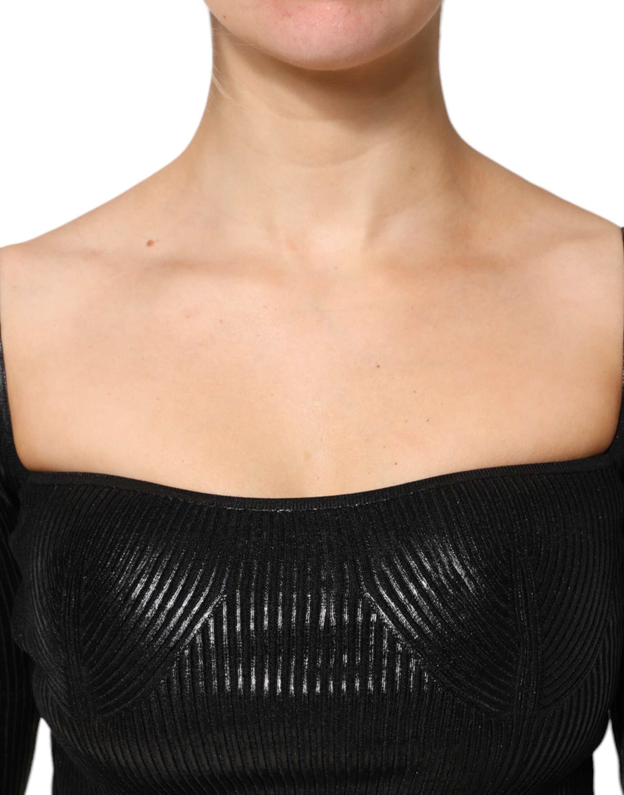 Dolce & Gabbana Black Viscose Long Sleeves Fitted Blouse Women's Top