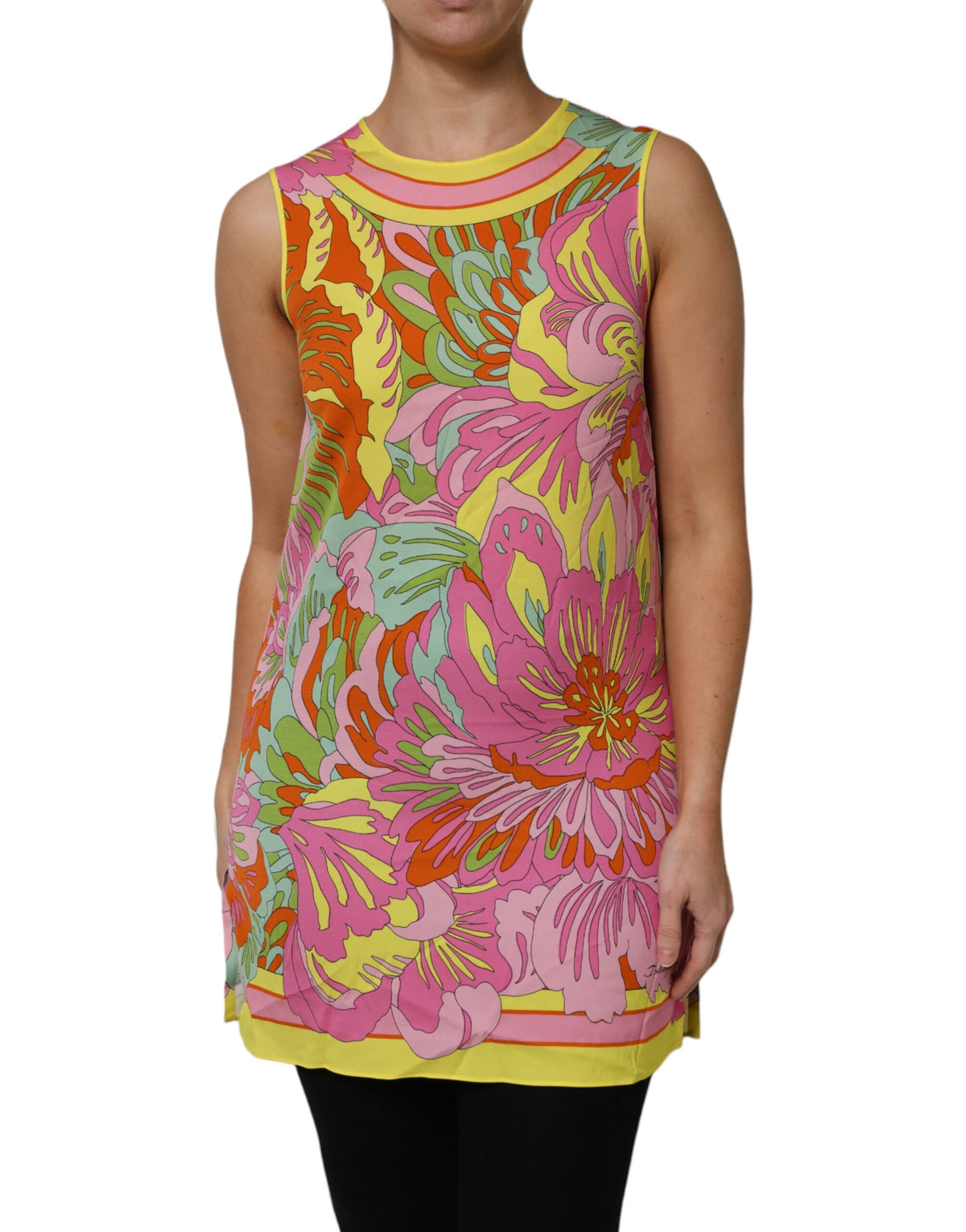 Dolce & Gabbana Multicolor Floral Roundneck Sleeveless Women's Top