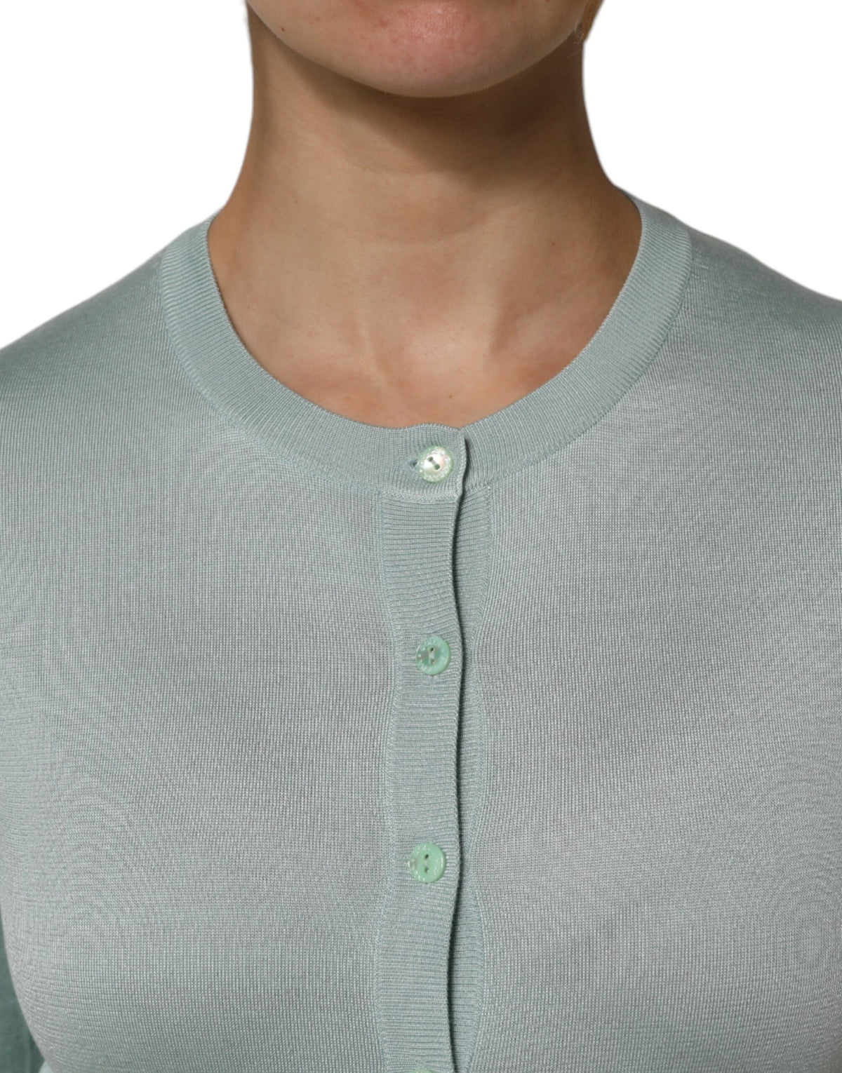 Dolce & Gabbana Light Green Silk Button Down Cardigan Women's Sweater