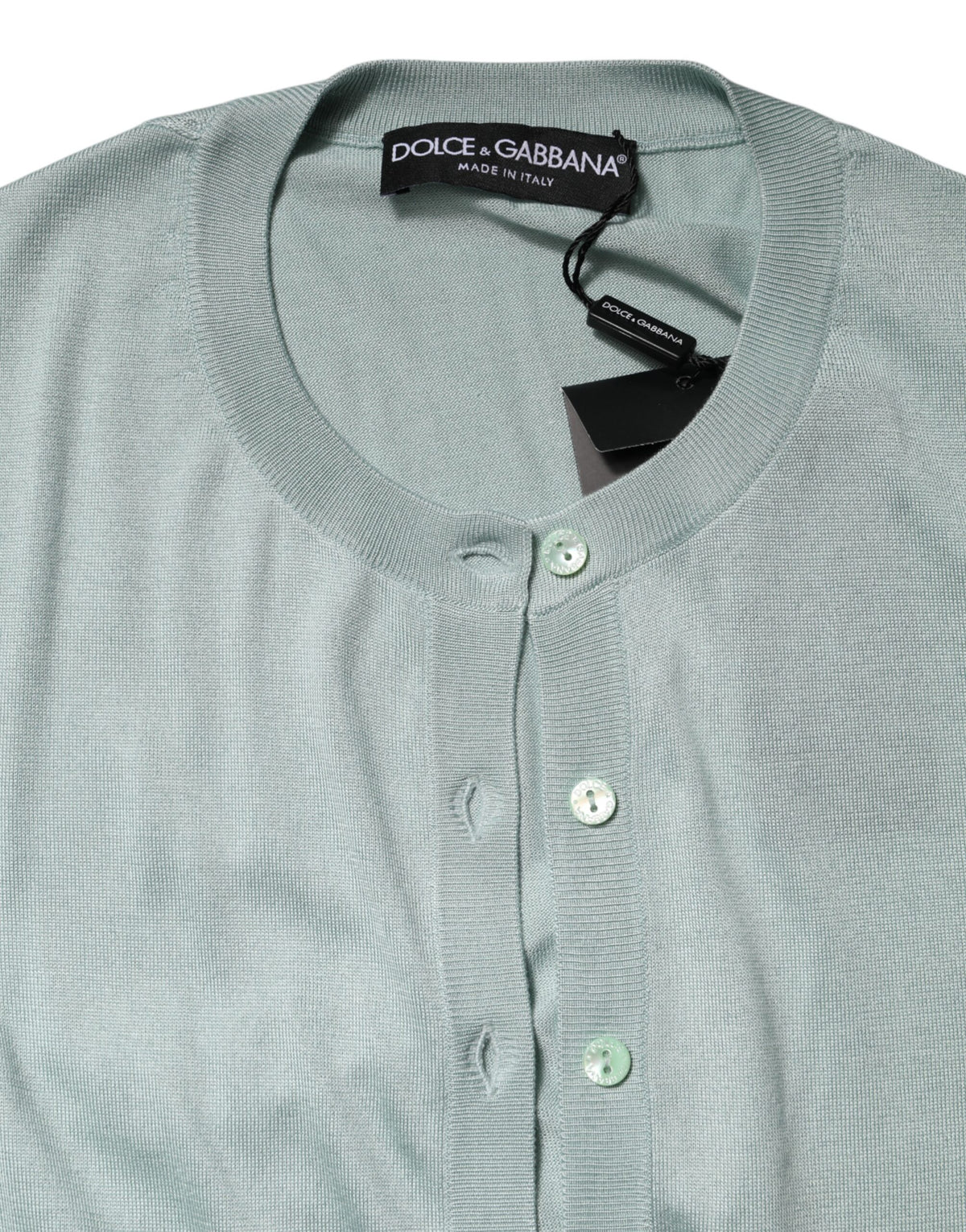 Dolce & Gabbana Light Green Silk Button Down Cardigan Women's Sweater