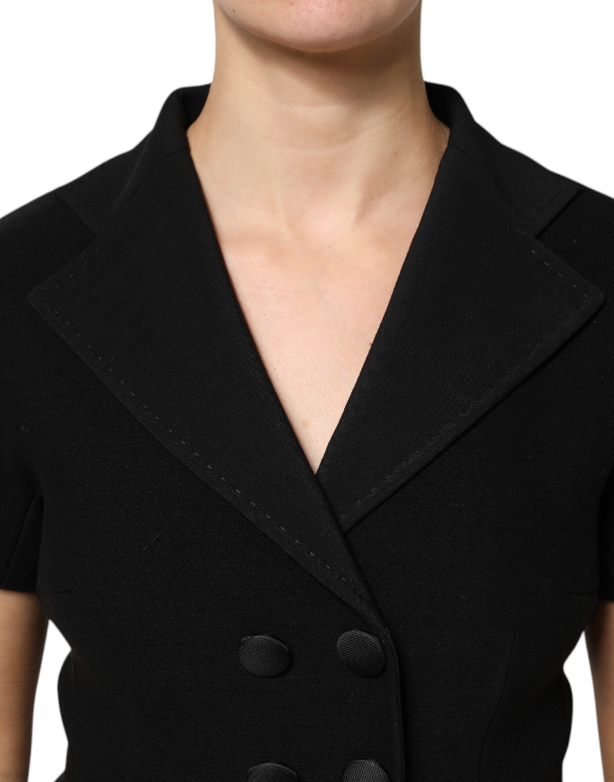 Dolce & Gabbana Black Wool Double Breasted Coat Women's Jacket
