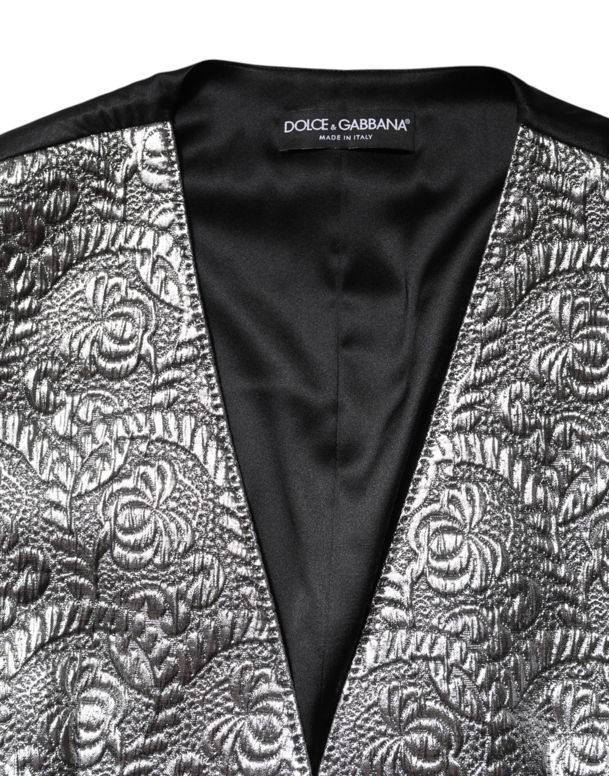 Dolce & Gabbana Silver Floral Jacquard Sleeveless Vest Women's Top