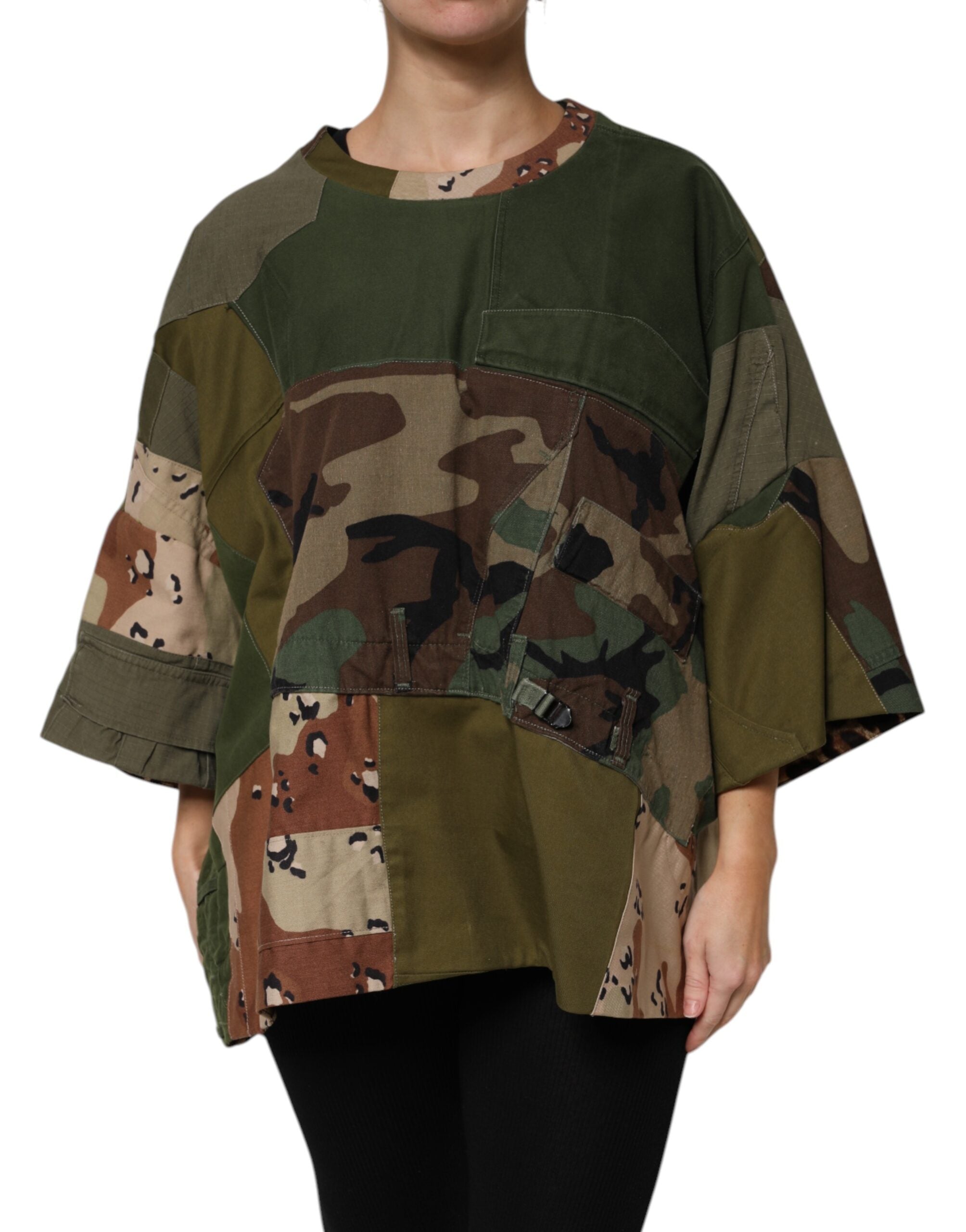 Dolce & Gabbana Multicolor Camouflage Oversized Top Women's T-shirt (Pre-Owned)