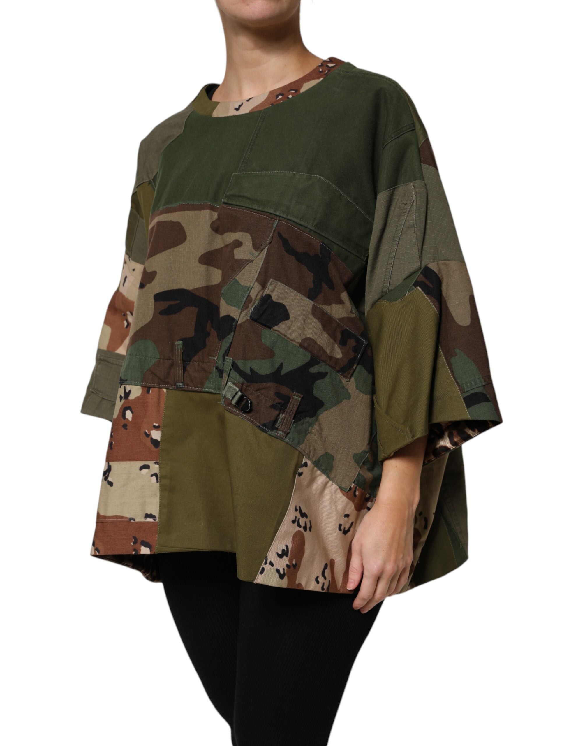 Dolce & Gabbana Multicolor Camouflage Oversized Top Women's T-shirt (Pre-Owned)
