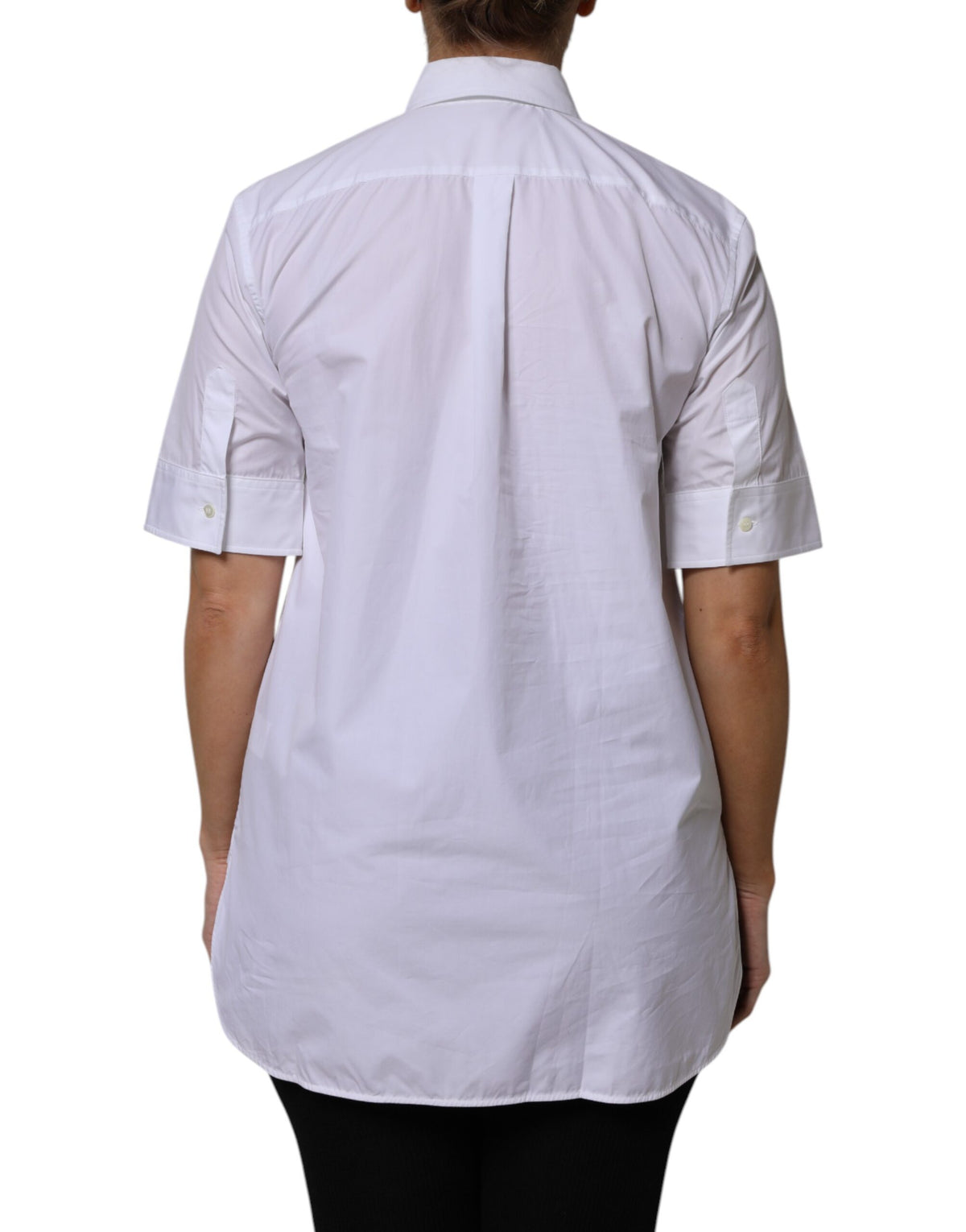 Dolce & Gabbana White Cotton Short Sleeves Collared Polo Women's Top