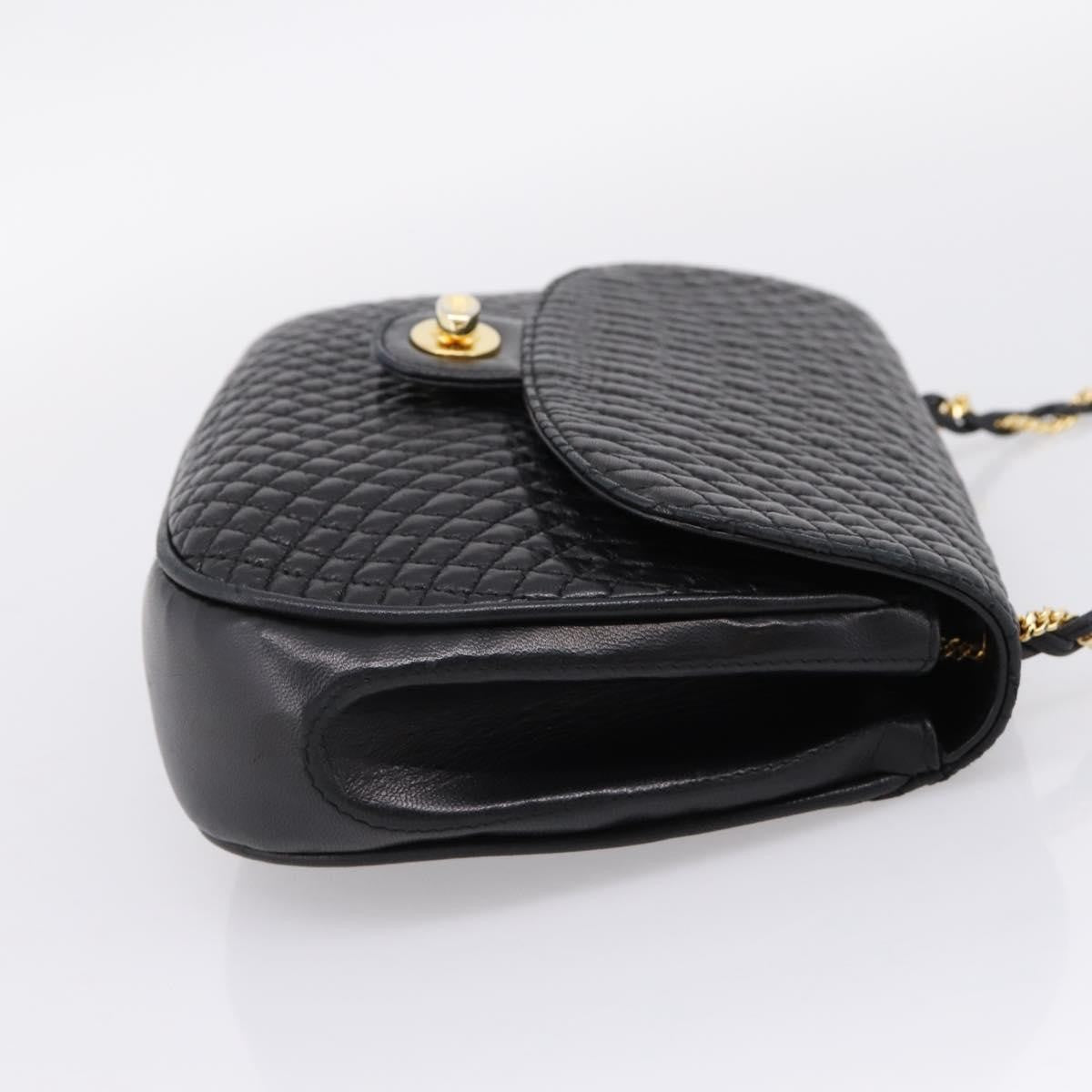 Bally Vintage Chain Quilted Leather Black Leather Shoulder Bag Bag (Pre-Owned)