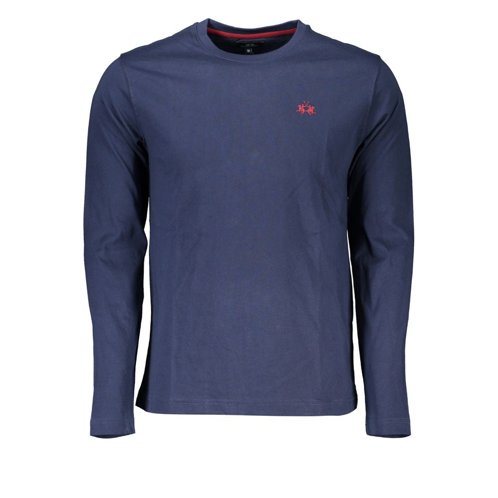 La Martina Regal Blue Crew Neck Embroidered Men's Tee
