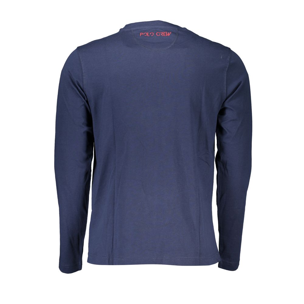 La Martina Regal Blue Crew Neck Embroidered Men's Tee