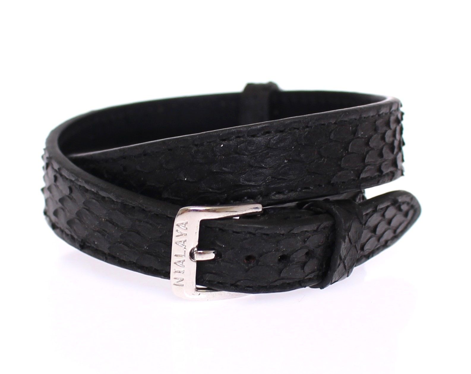 Nialaya Snakeskin CZ LOVE 925 Silver Men's Bracelet