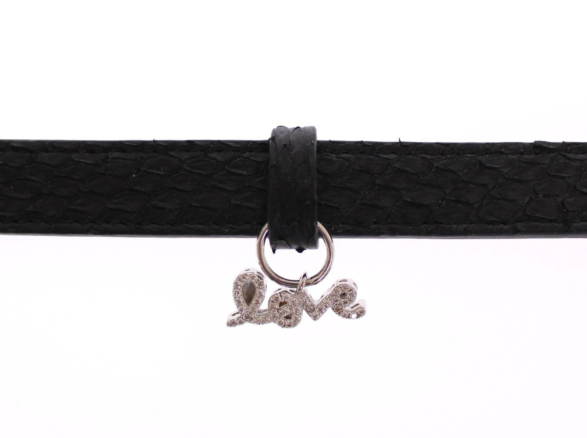 Nialaya Snakeskin CZ LOVE 925 Silver Men's Bracelet