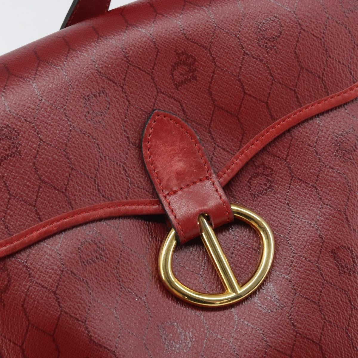 Christian Dior Vintage Honeycomb Flap Canvas And Leather Red Canvas Shoulder Bag Bag (Pre-Owned)