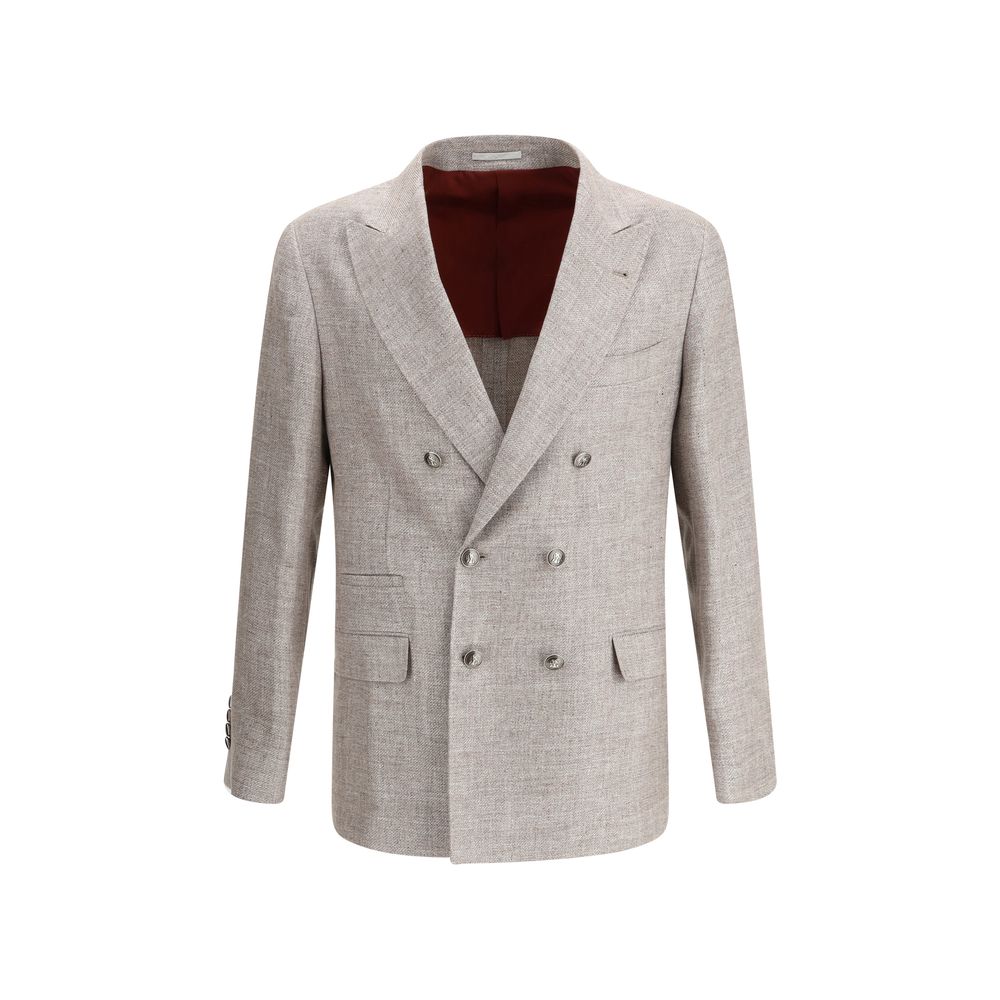Brunello Cucinelli Light Brown Linen Men's Blazer