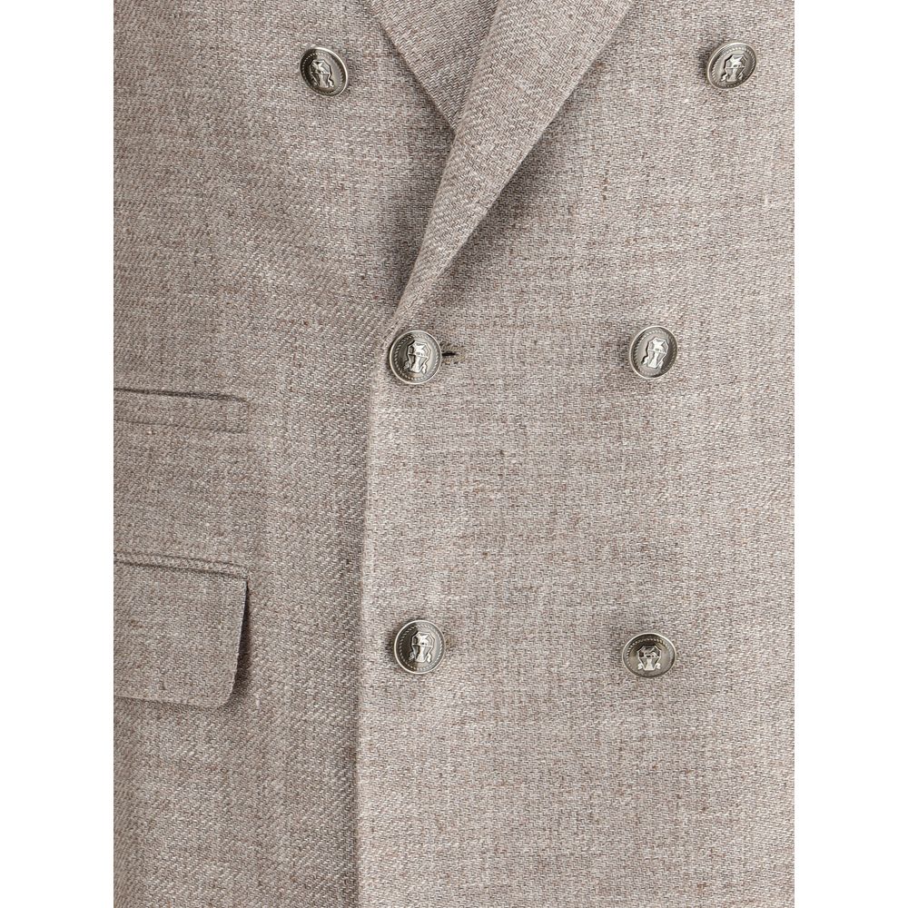 Brunello Cucinelli Light Brown Linen Men's Blazer