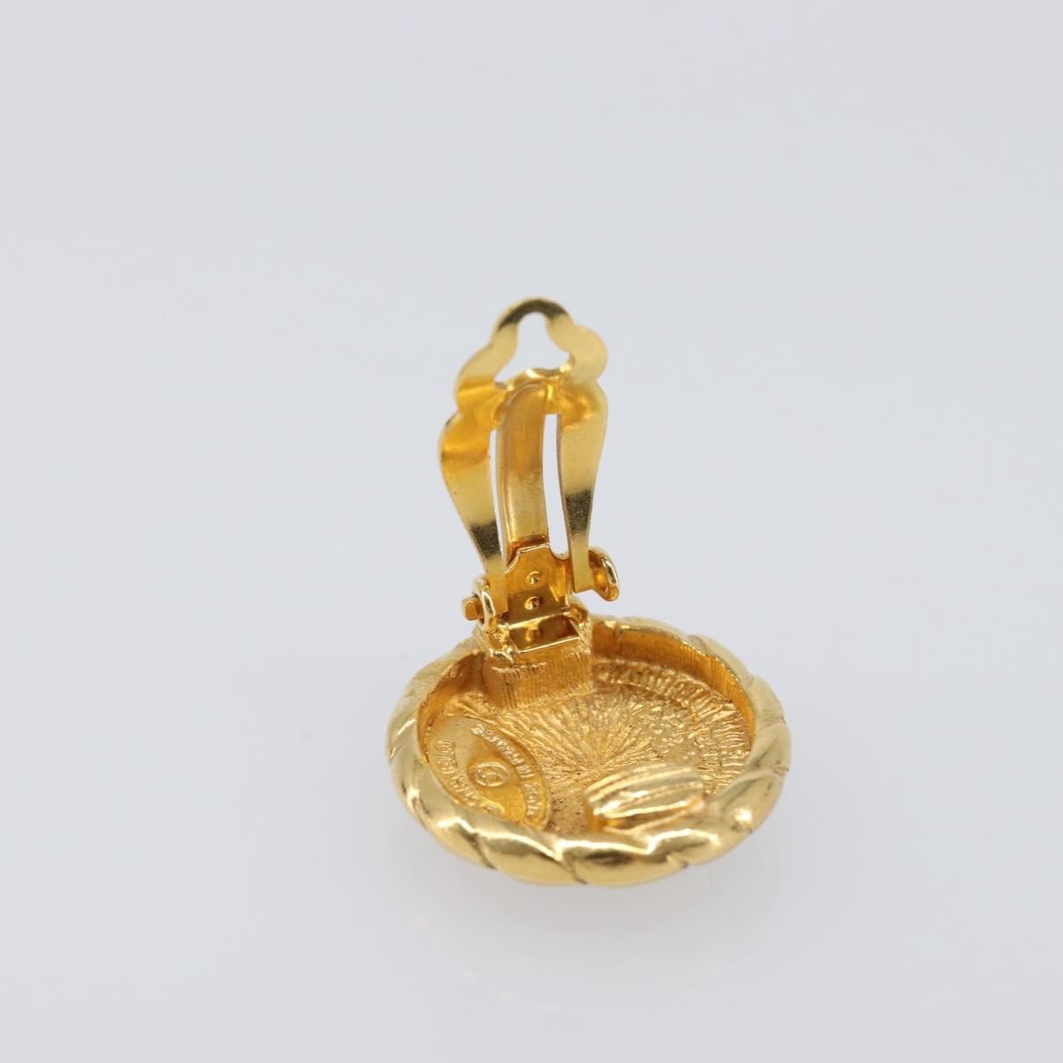 Chanel Vintage Cc Round Clip-On Metal Gold Metal Earrings Jewelry (Pre-Owned)