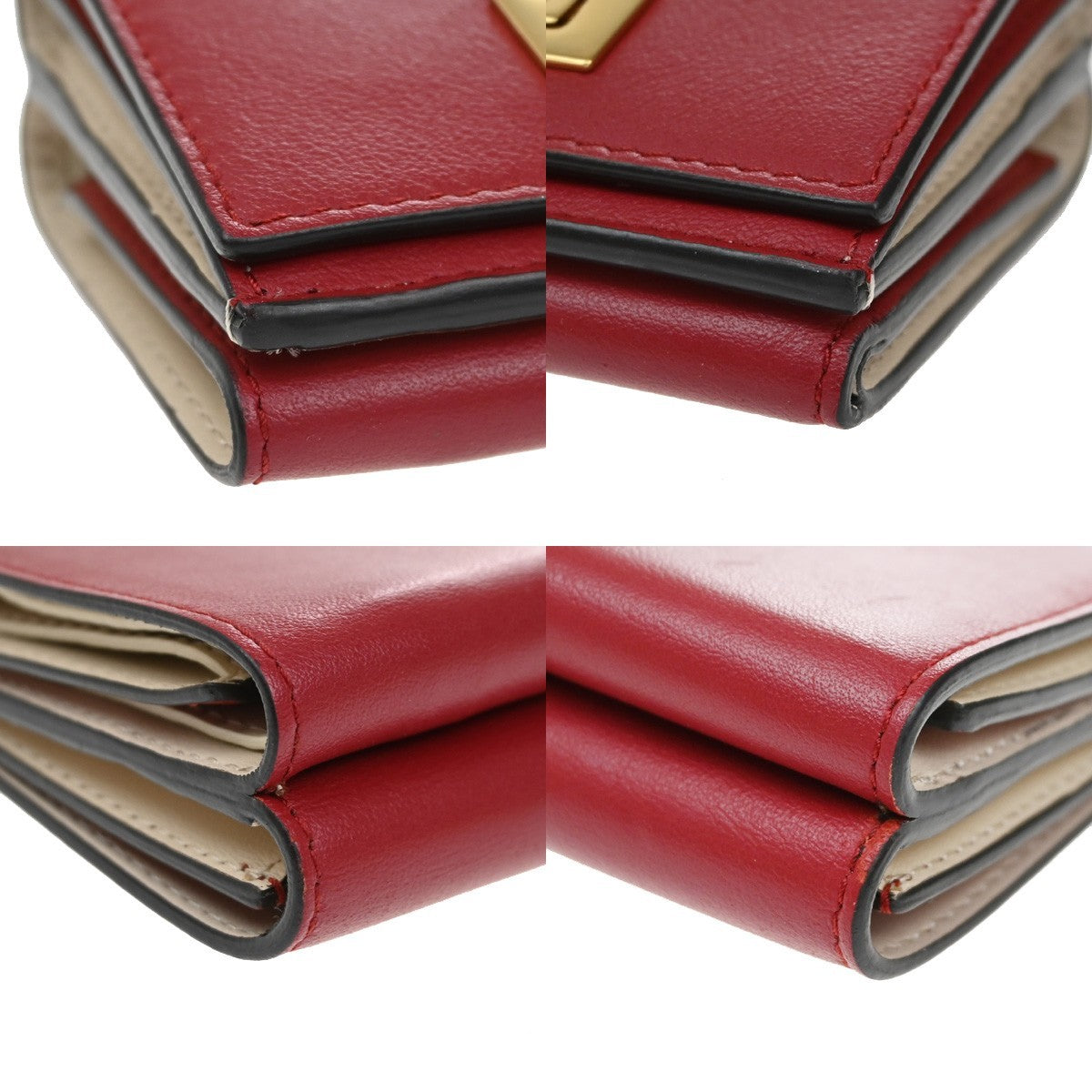 Fendi Peekaboo Leather Red Leather Wallets Accessory (Pre-Owned)
