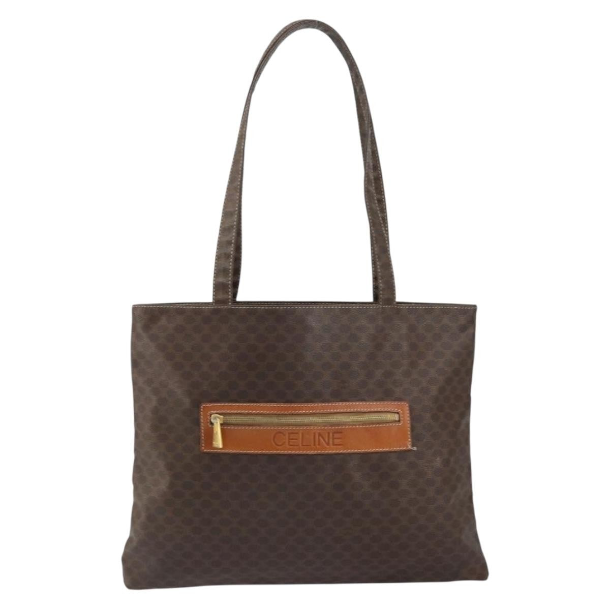 Celine Vintage Macadam Canvas Brown Canvas Tote Bag Bag (Pre-Owned)