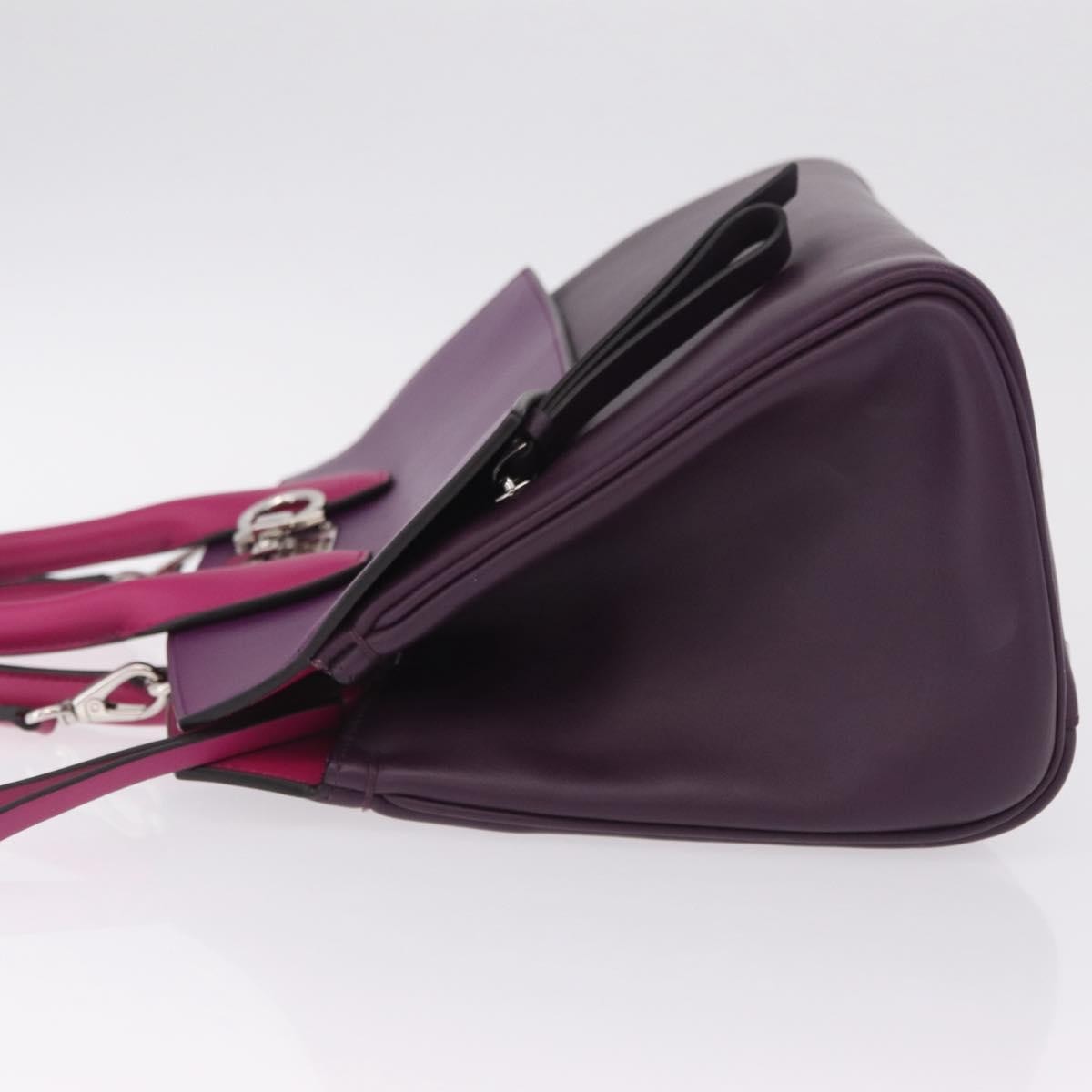 Salvatore Ferragamo Studio Satchel Leather Purple Leather Handbag (Pre-Owned)