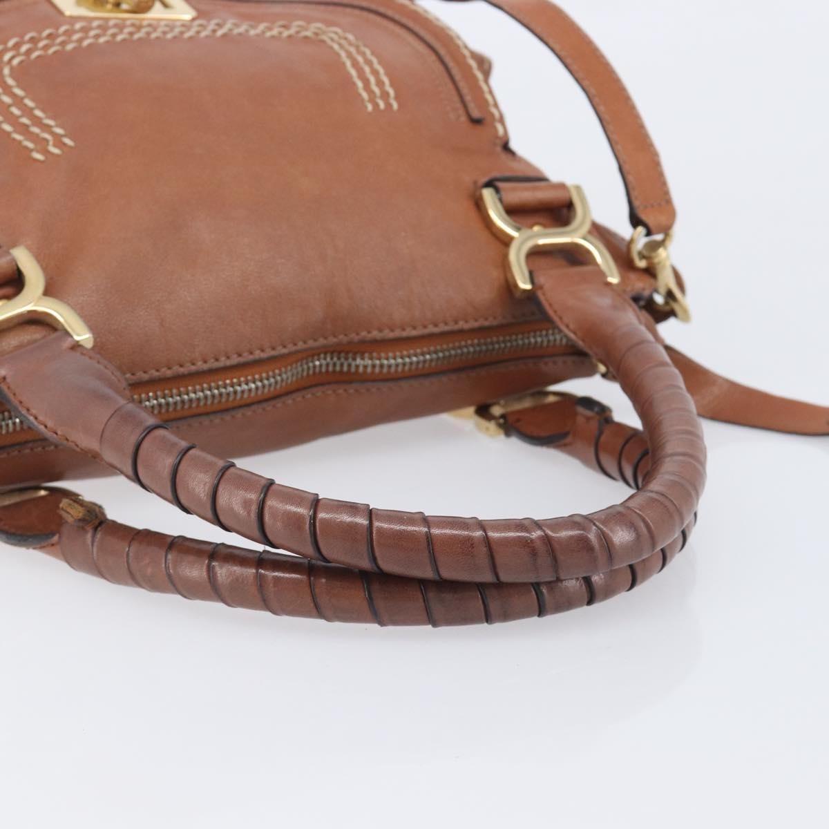 Chloe Marcie Satchel Leather Brown Leather Handbag (Pre-Owned)