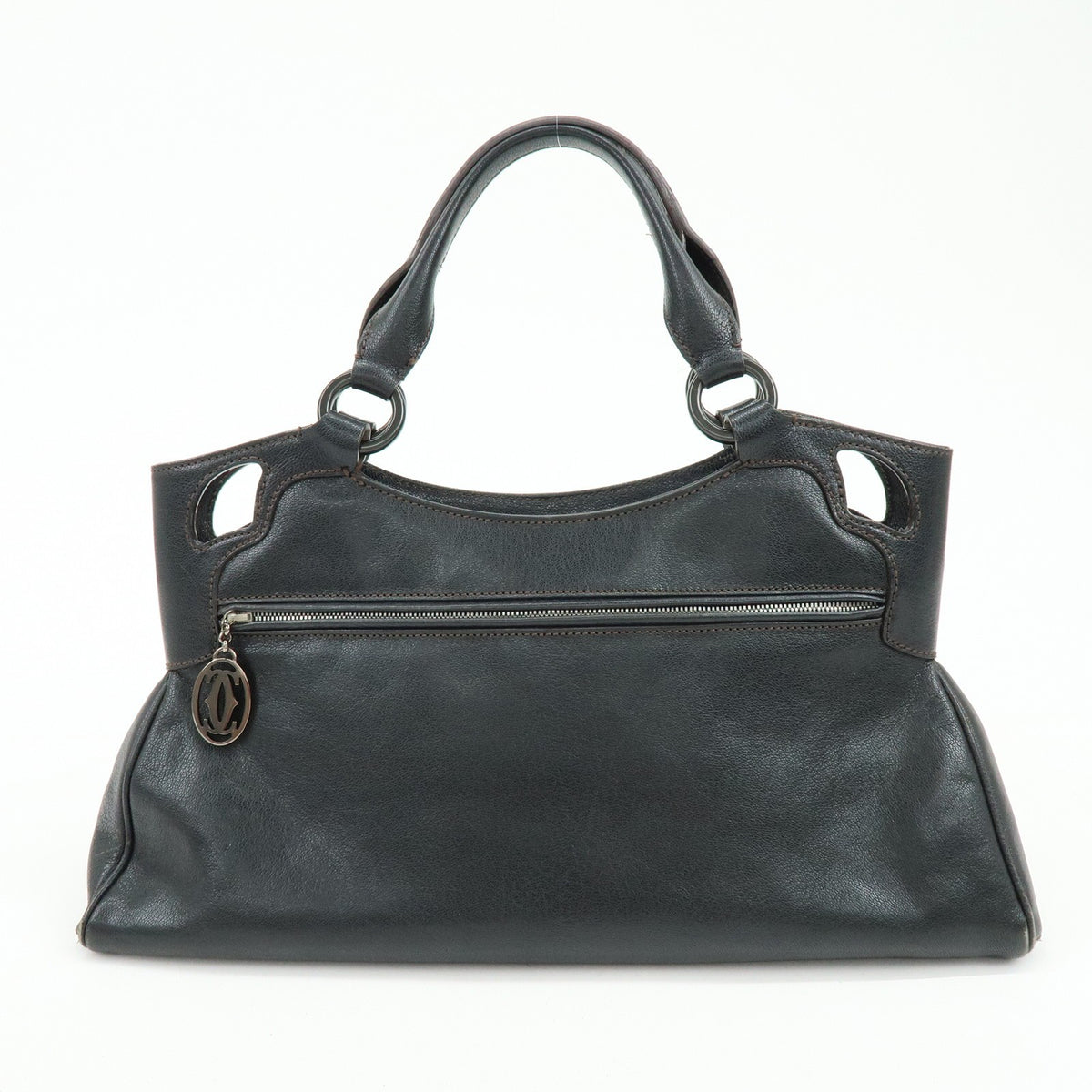 Cartier Marcello Leather Black Leather Handbag (Pre-Owned)