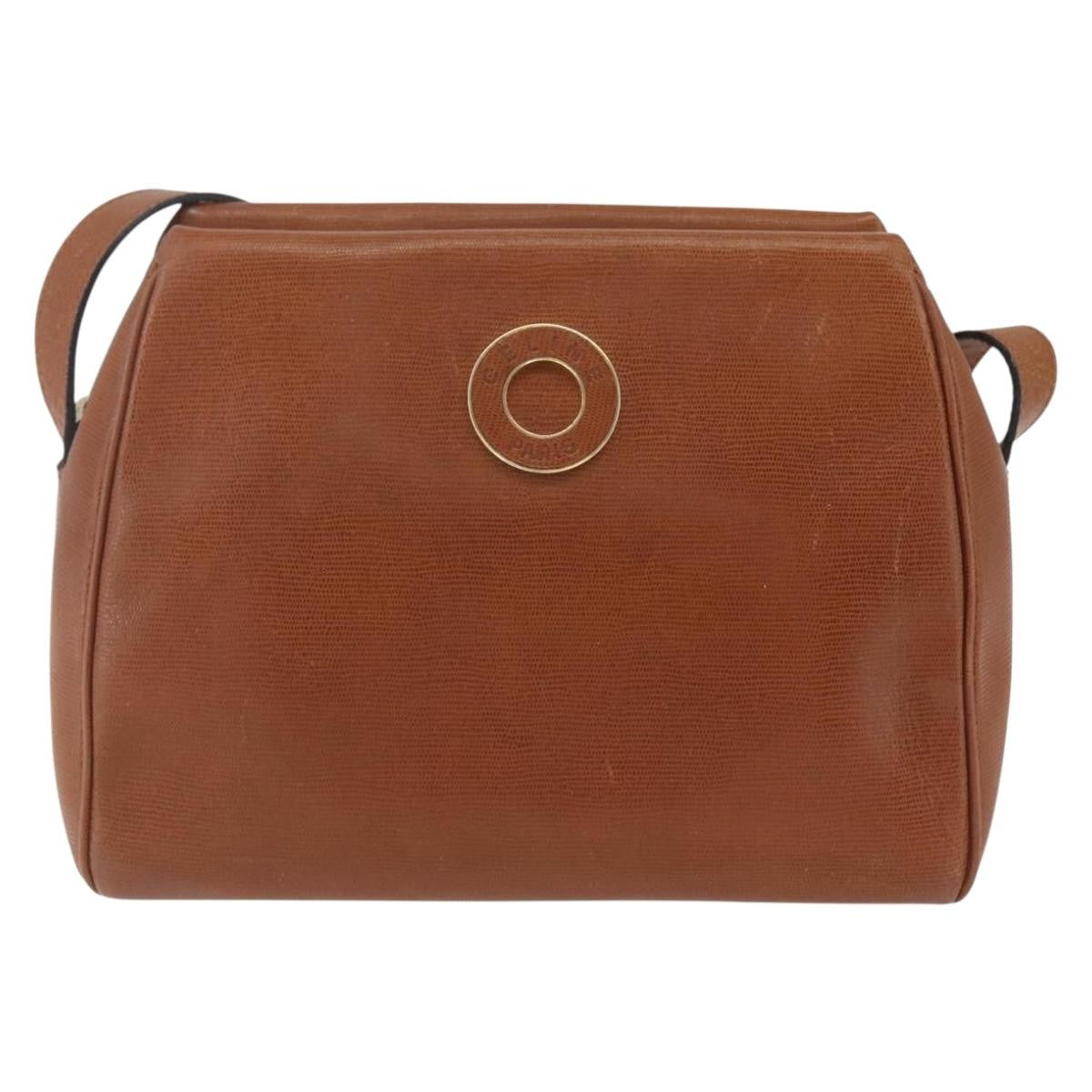 Celine Vintage Circle Logo Leather Brown Leather Shoulder Bag Bag (Pre-Owned)